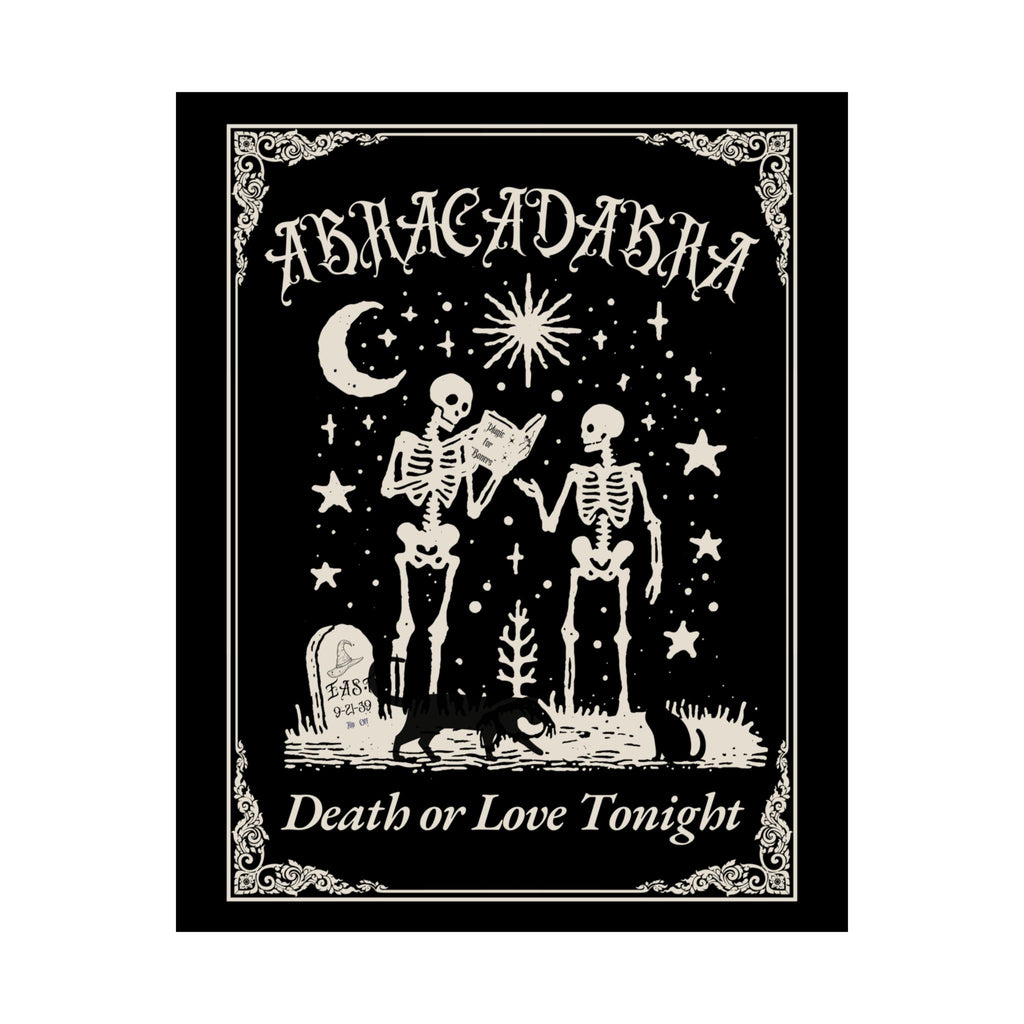 " Abracadabra" Satin Poster: Spooky Skeleton Halloween Art