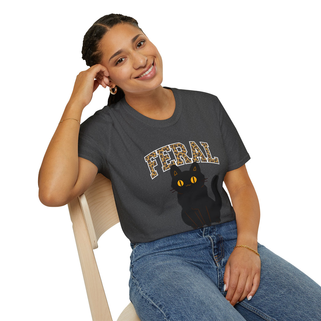 "Feral" Cat T-Shirt, Cute Cat Lover Gift, Fun Graphic Tee, Animal Lover Apparel, Cat Rescue Support