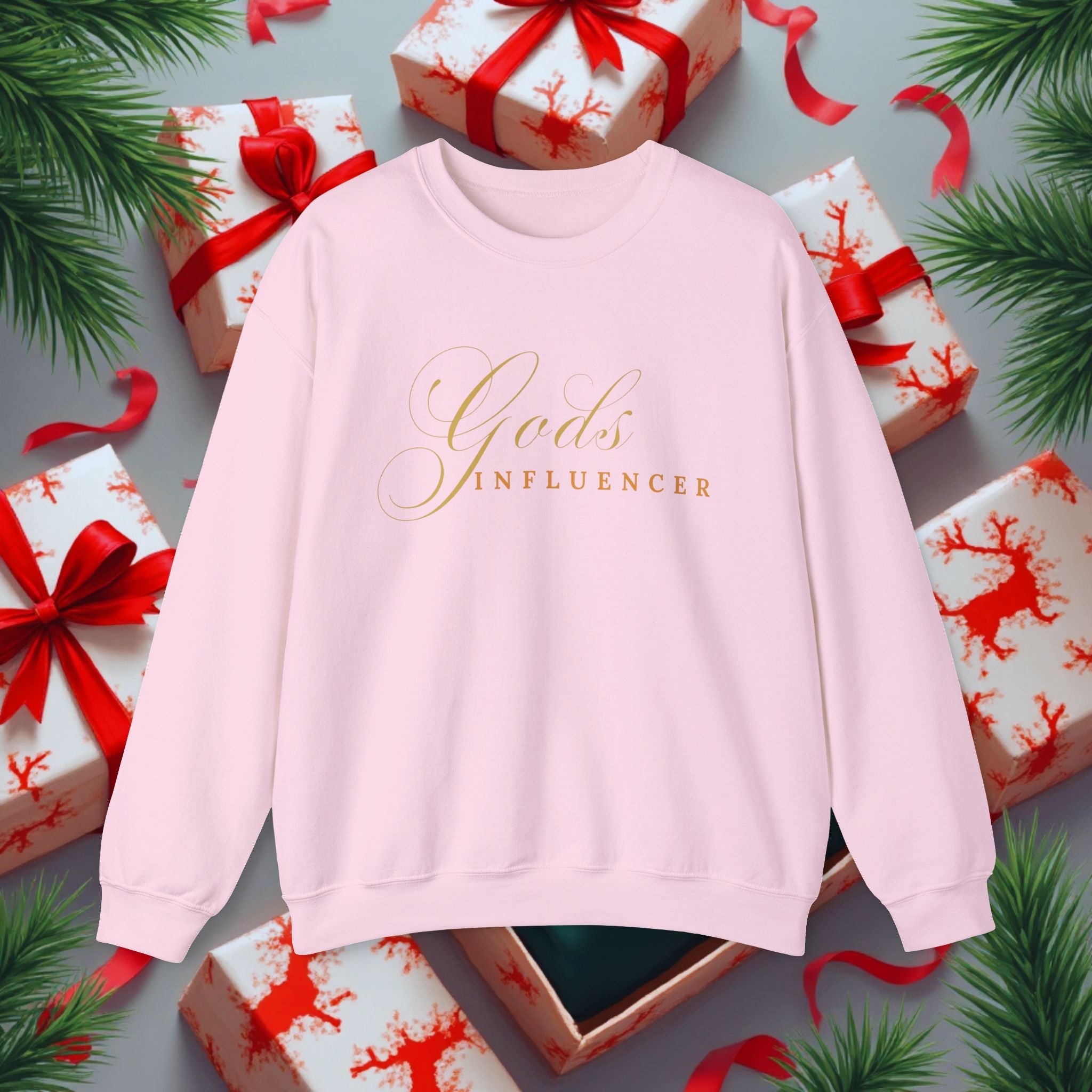 "God's Influencer" Script Christian Crewneck, Spiritual Christmas Feel, Faith