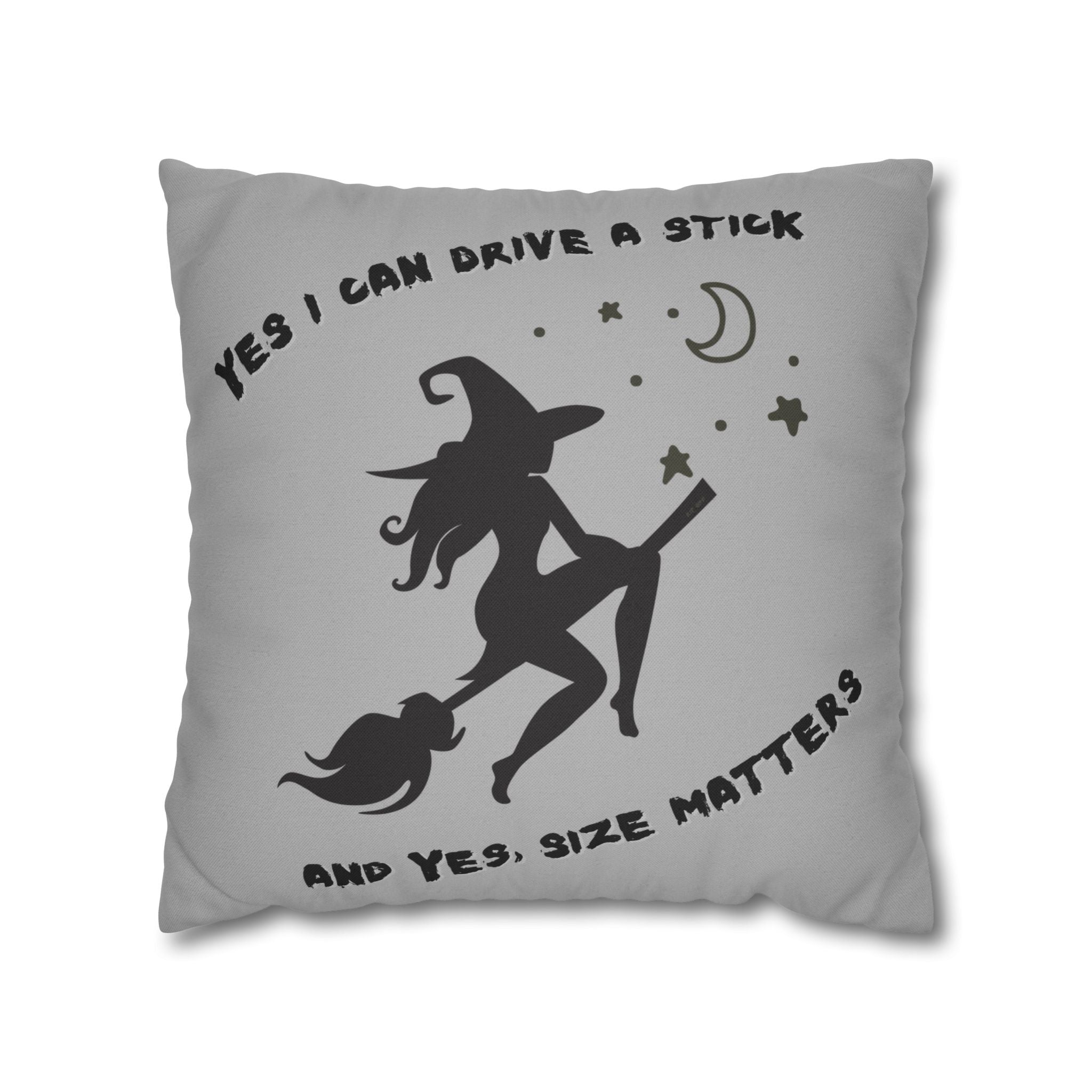 "Yes I drive stick" + "High Heel Witch" - Reversible Halloween Pillow cover, 3 sizes
