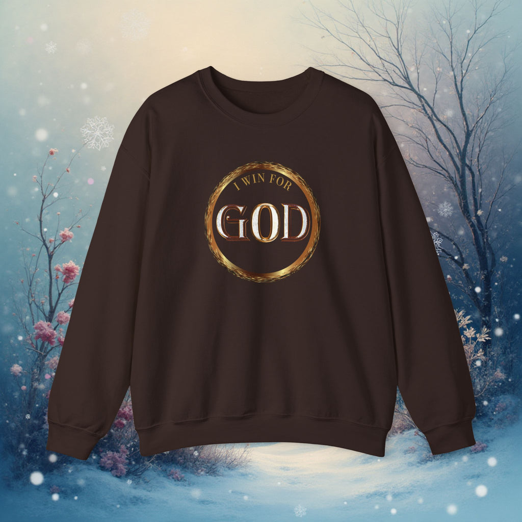 I Win For God Crewneck Sweatshirt — Christian Faith Inspirational Pullover