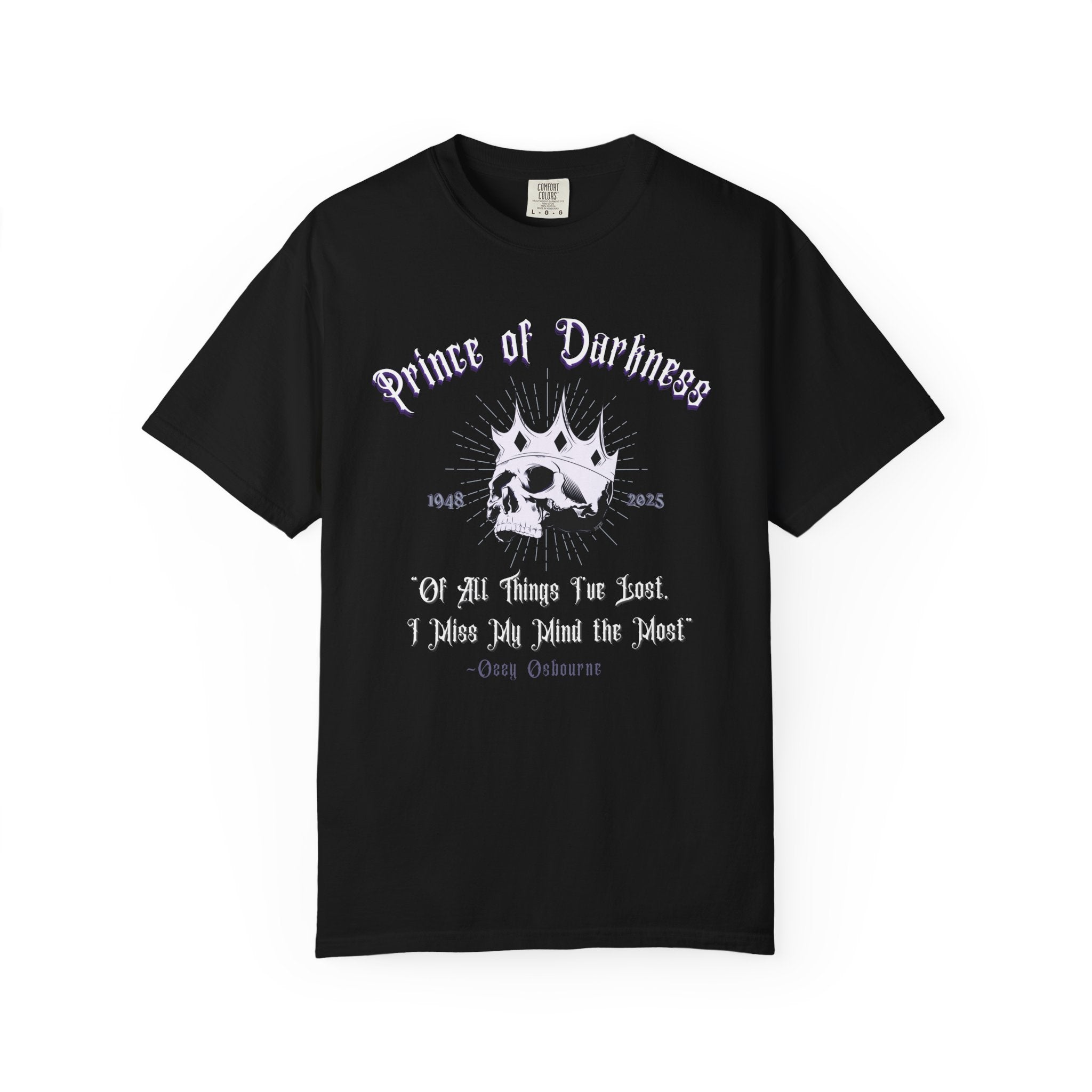 "Prince of Darkness" ode to Ozzy T-Shirt, Unisex Skulls Tee, Gothic Clothing, Dark Aesthetic Fashion, Halloween Apparel, Alternative Gift Ideas