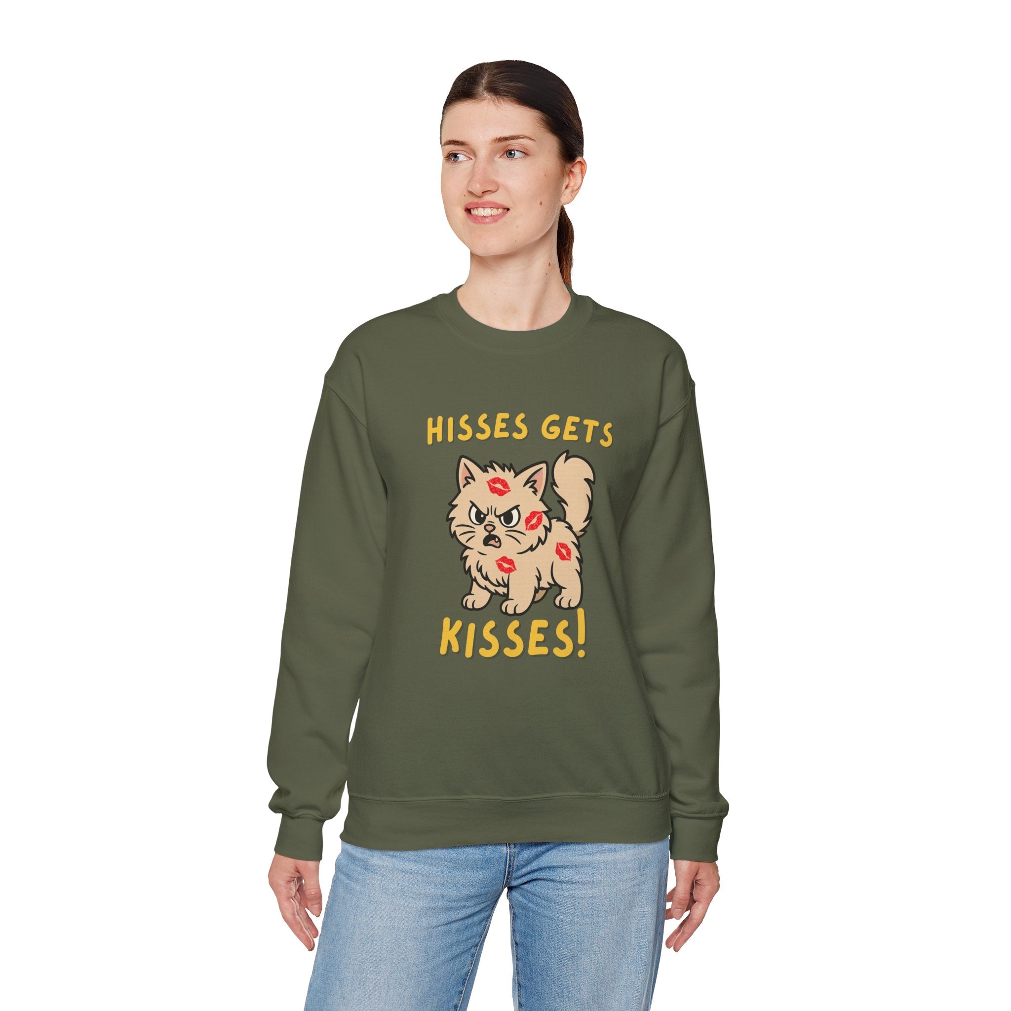 'Hisses Gets Kisses" Unisex Sweatshirt | Supporting Cat Rescues