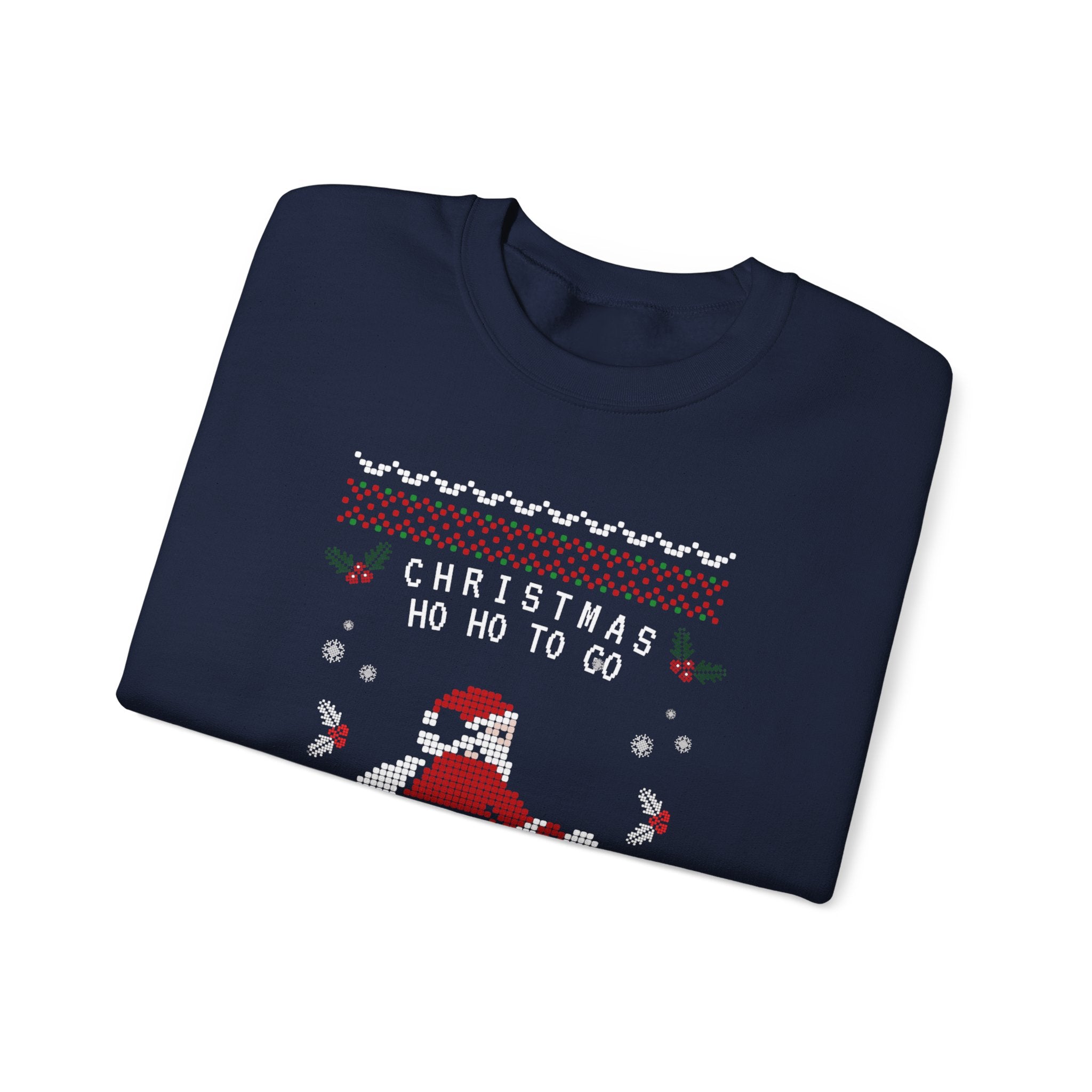 Christmas Ho Ho To Go Sweatshirt — Santa Scooter Holiday Crewneck, holiday ugly christmas sweatshirt, unisex, heavy blend