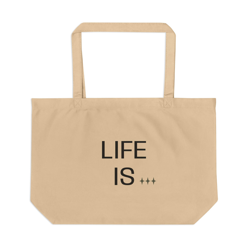 Large Eco Custom Tote - " Life is Never Full" by Jojo711*,   finding humor in design and life, LV mock, profits support Feeding America