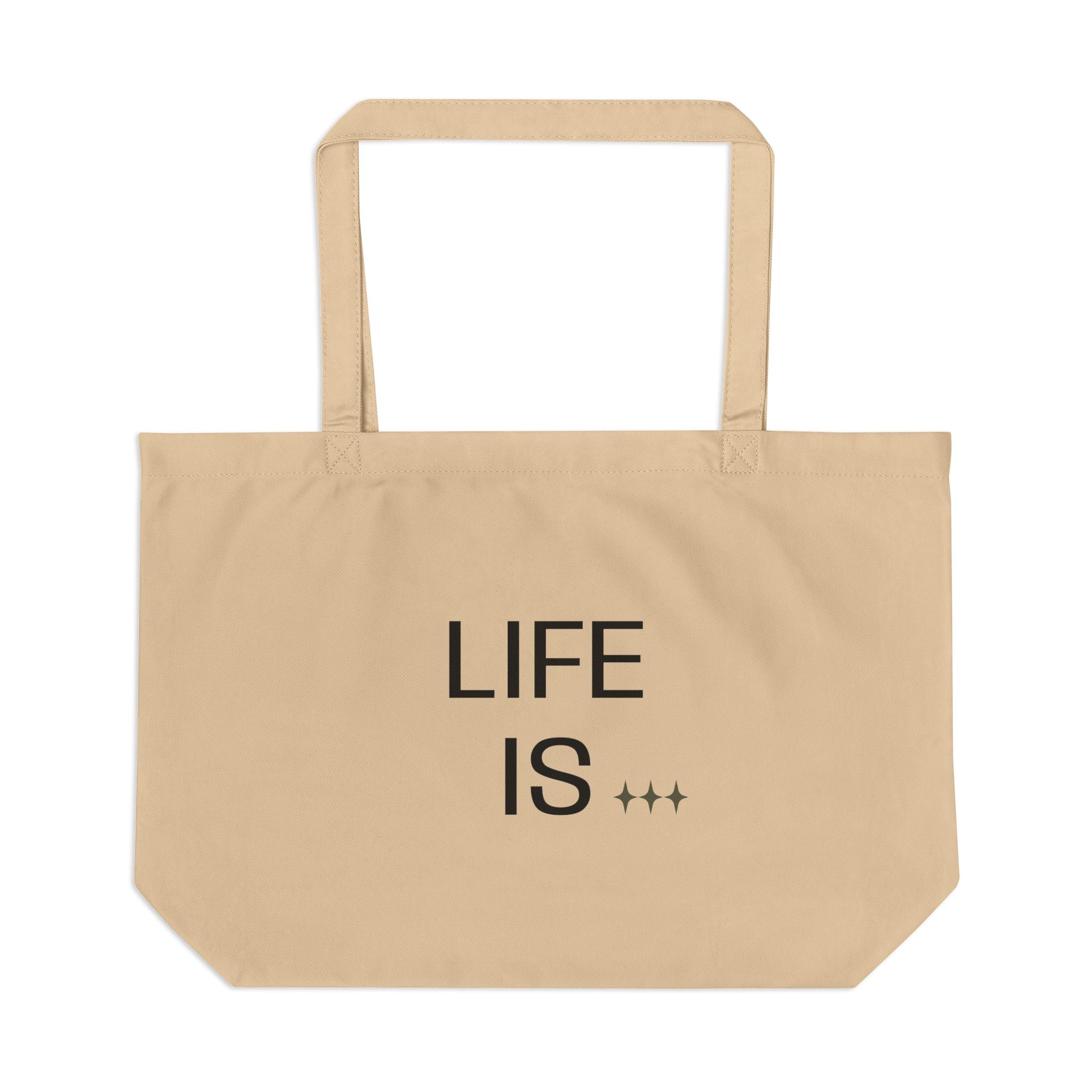 Large Eco Custom Tote - " Life is Never Full" by Jojo711*,   finding humor in design and life, LV mock, profits support Feeding America