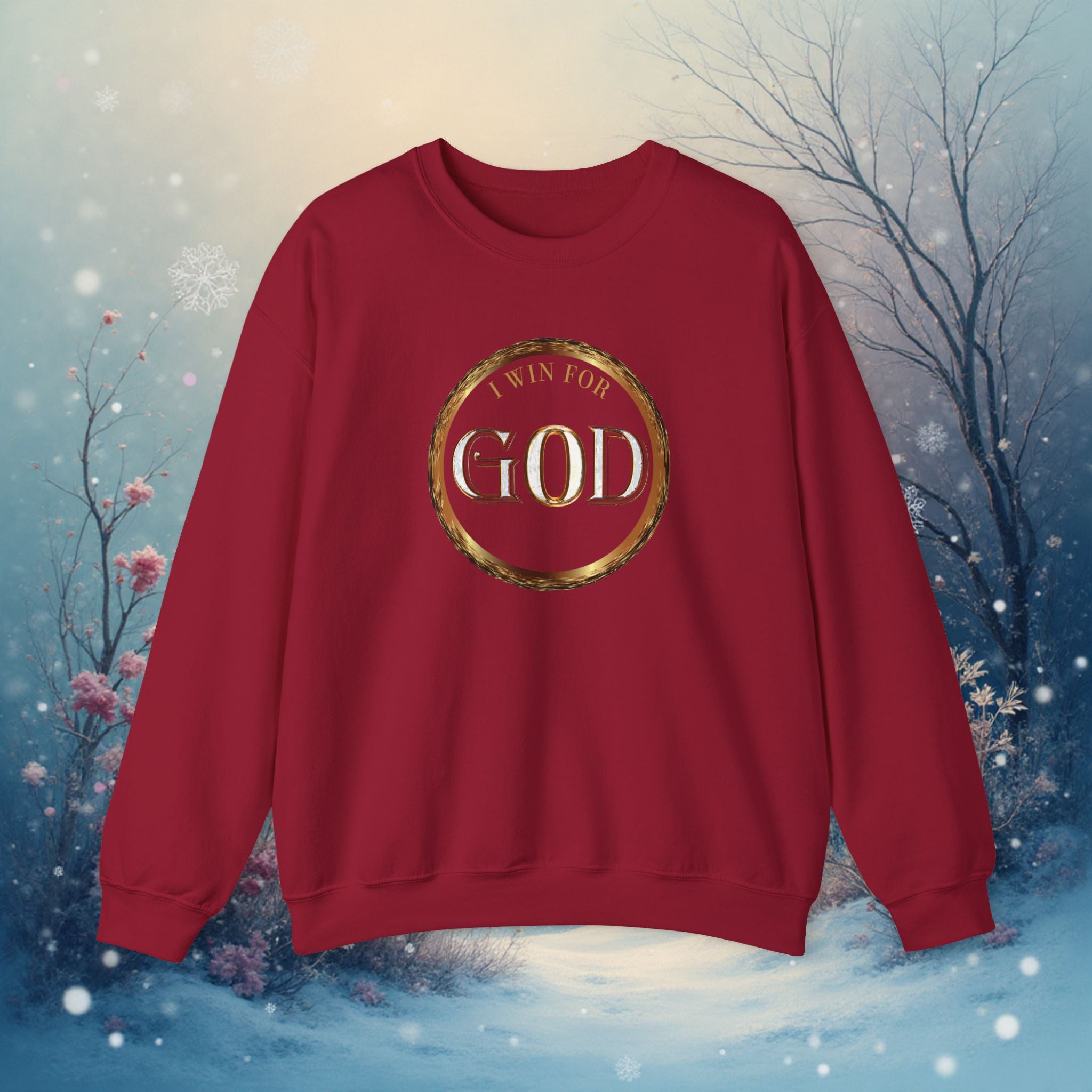 I Win For God Crewneck Sweatshirt — Christian Faith Inspirational Pullover