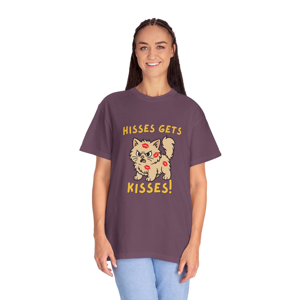 "Hisses Gets Kisses" Unisex Garment-Dyed T-Shirt,  Animal Lover Gift, Supporting Animal Rescues