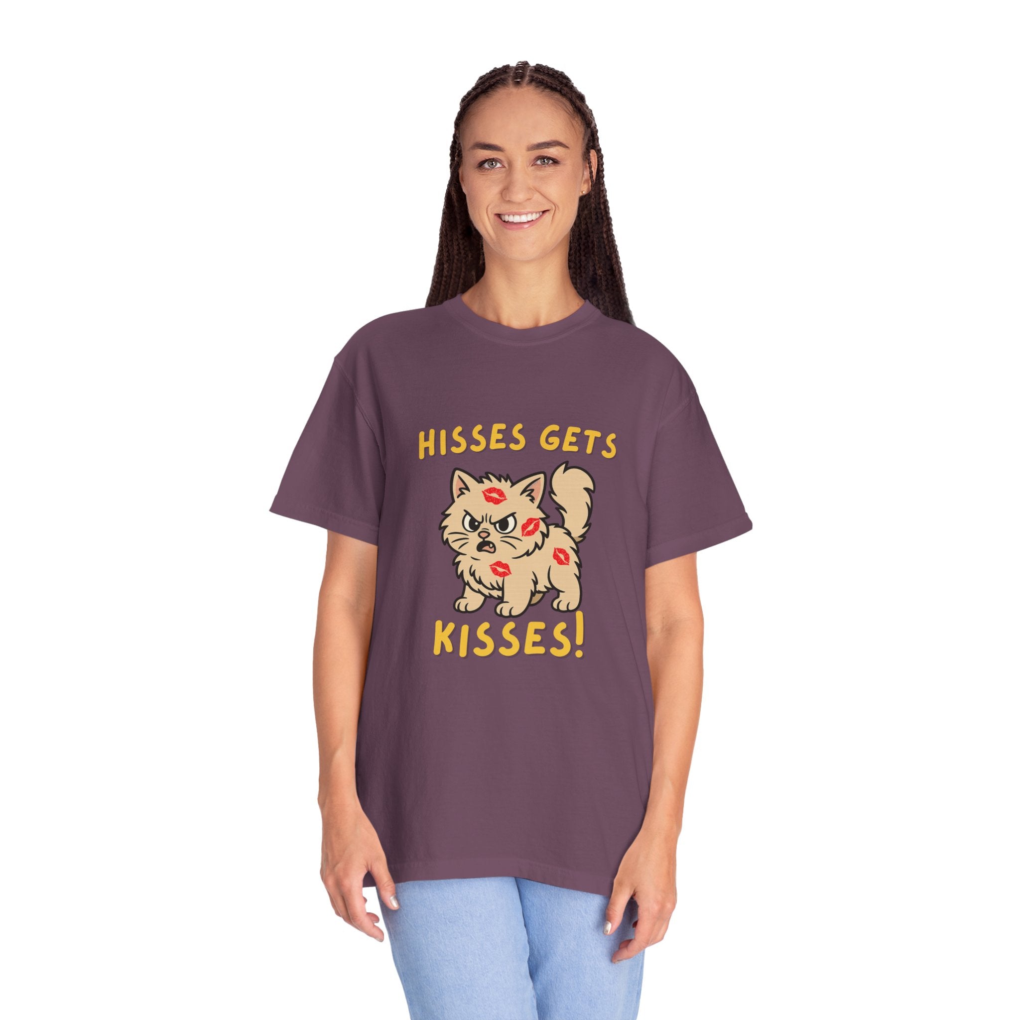 "Hisses Gets Kisses" Unisex Garment-Dyed T-Shirt,  Animal Lover Gift, Supporting Animal Rescues