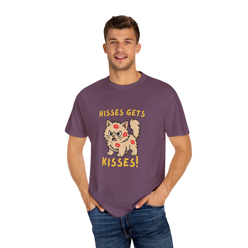 "Hisses Gets Kisses" Unisex Garment-Dyed T-Shirt,  Animal Lover Gift, Supporting Animal Rescues