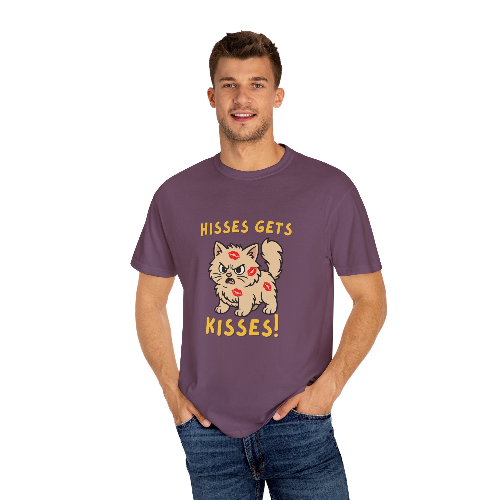 "Hisses Gets Kisses" Unisex Garment-Dyed T-Shirt,  Animal Lover Gift, Supporting Animal Rescues