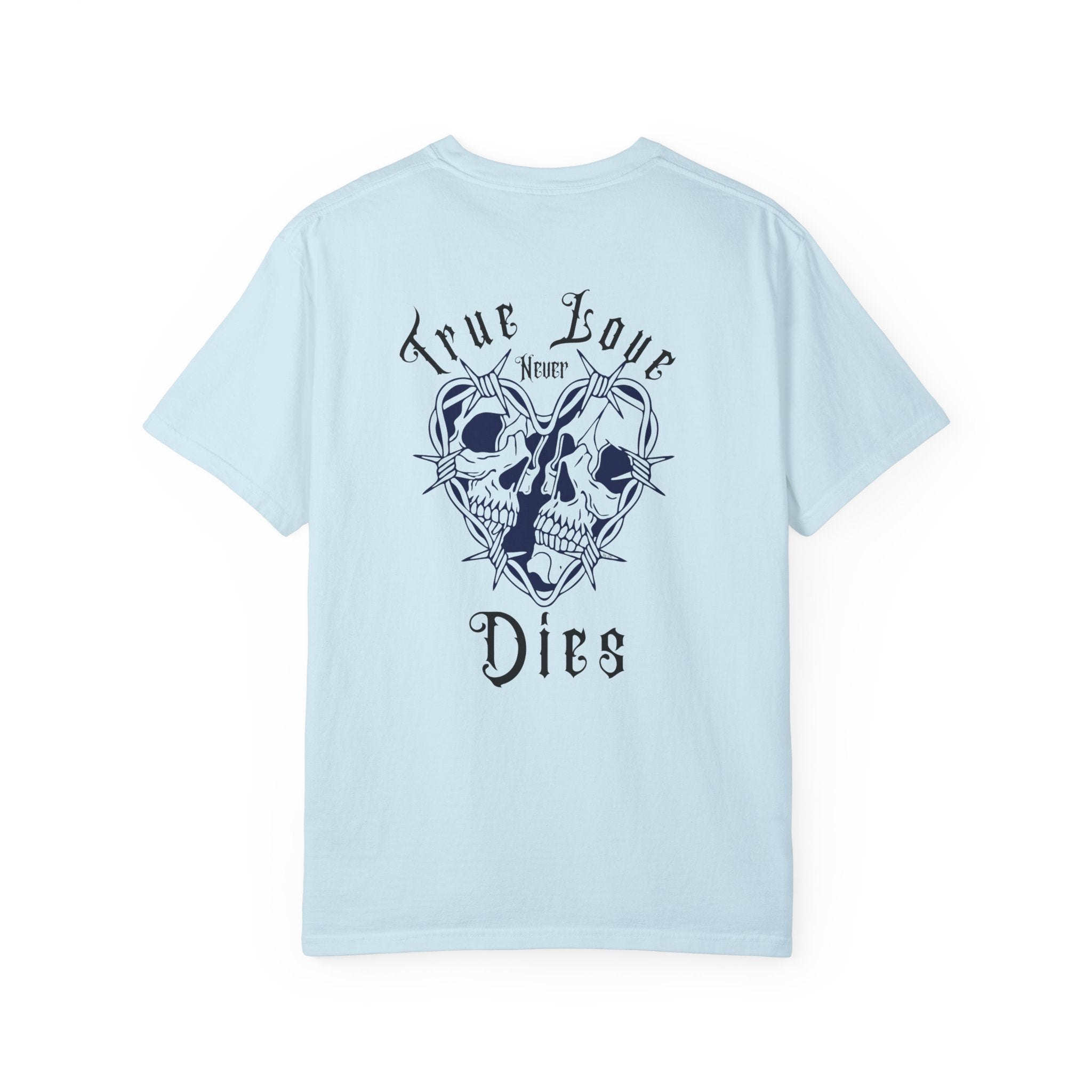 " True Love Never Dies" Halloween Personalized Skull Graphic Tee, Fun Gift for Him or Her