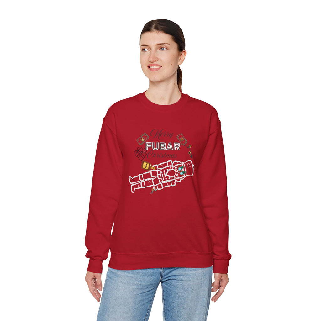 Nutty Nutcracker "Fubar" Christmas Crewneck Sweatshirt — Festive Holiday Sweater, Funny, Gift for Her or Him