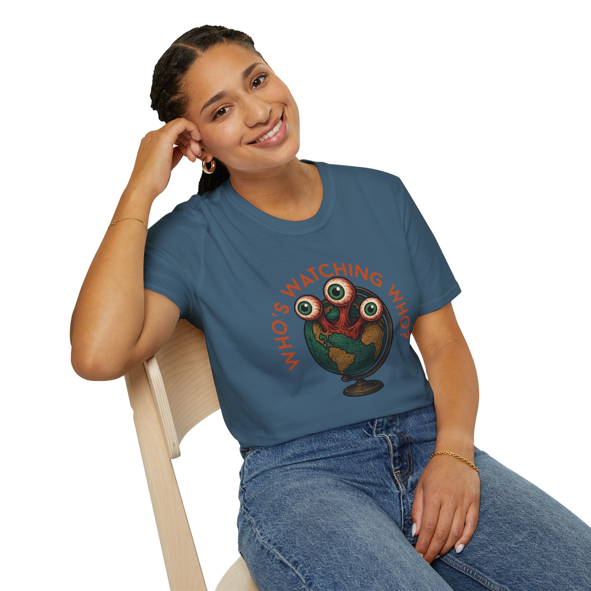 "3eyeAtlas" Who's Watching Who Unisex T-Shirt, Fun Thought-Full