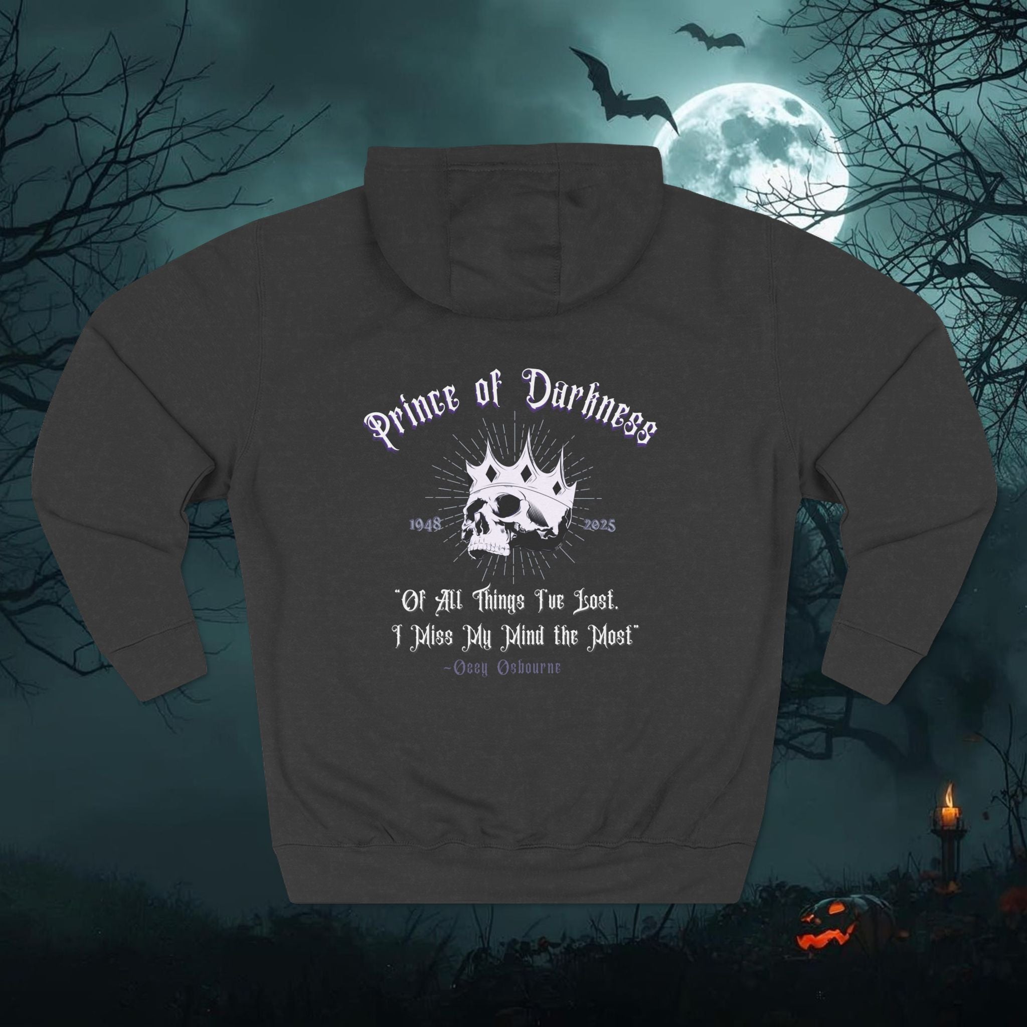 " Prince of Darkness" Ozzy Tribute Gothic Cozy Fleece Hoodie