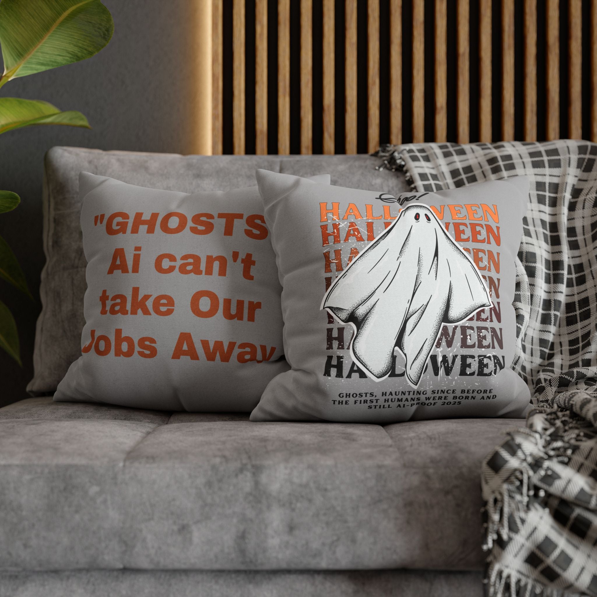 "Ghosts Ai Proof" Halloween Ghost Pillowcase, 2 sizes