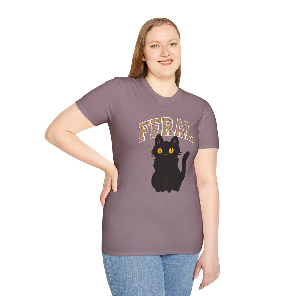 "Feral" Cat T-Shirt, Cute Cat Lover Gift, Fun Graphic Tee, Animal Lover Apparel, Cat Rescue Support