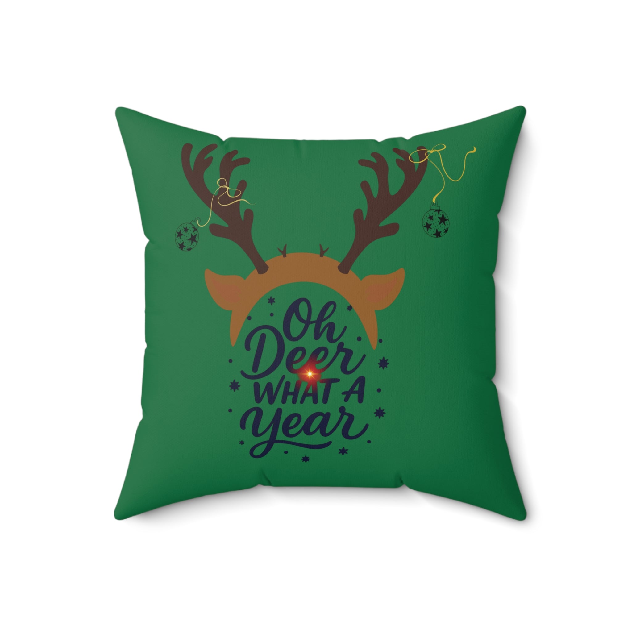 Christmas Reindeer & Tree Funny Saying Pillow — Faux Suede Double-Sided Holiday Throw Pillow