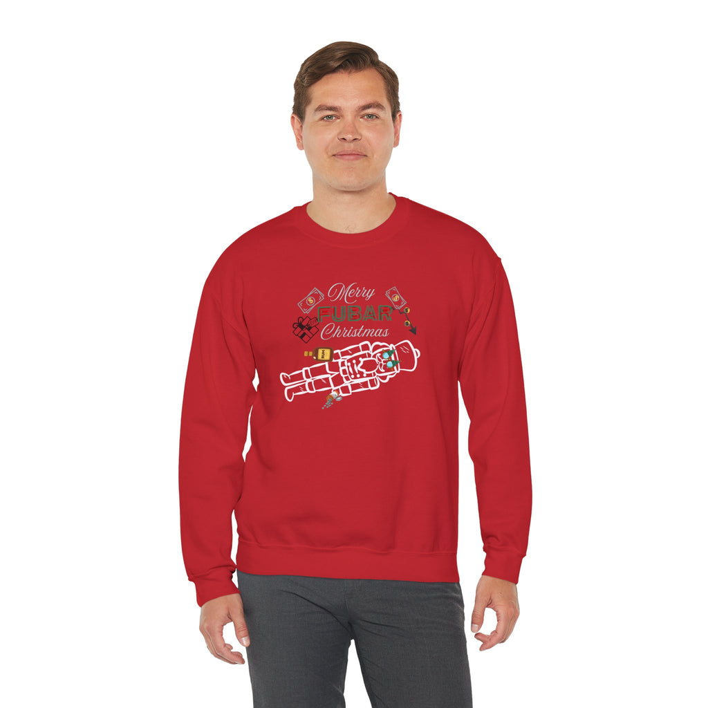 Nutty Nutcracker "Fubar" Christmas Crewneck Sweatshirt — Festive Holiday Sweater, Funny, Gift for Her or Him