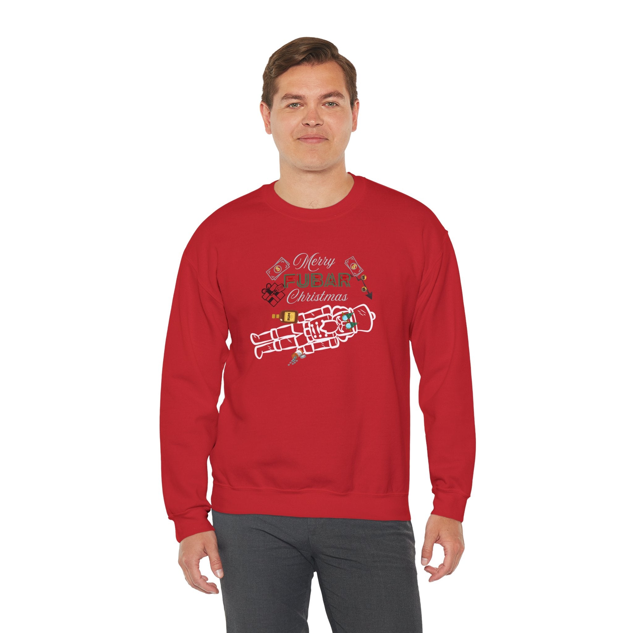 Nutty Nutcracker "Fubar" Christmas Crewneck Sweatshirt — Festive Holiday Sweater, Funny, Gift for Her or Him