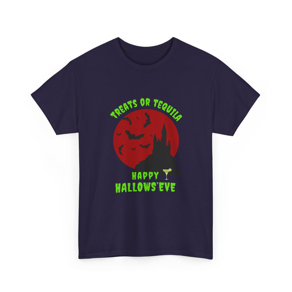 "Treats or Tequila" Halloween Unisex T'shirt,  Fun Drinks Halloween Party Wear