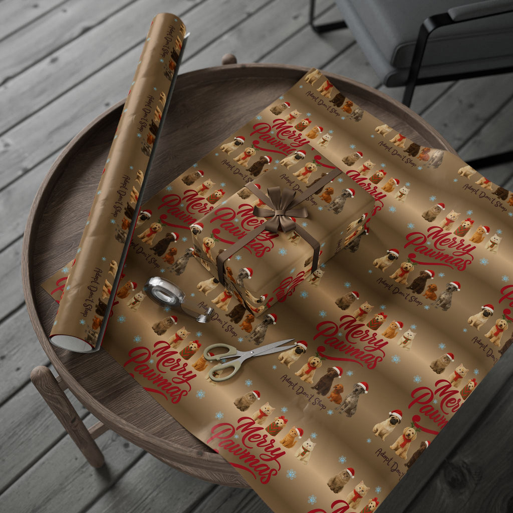 Merry Pawmas Dog Christmas Wrapping Paper- Supporting Animal Rescues, Adopt don't Shop