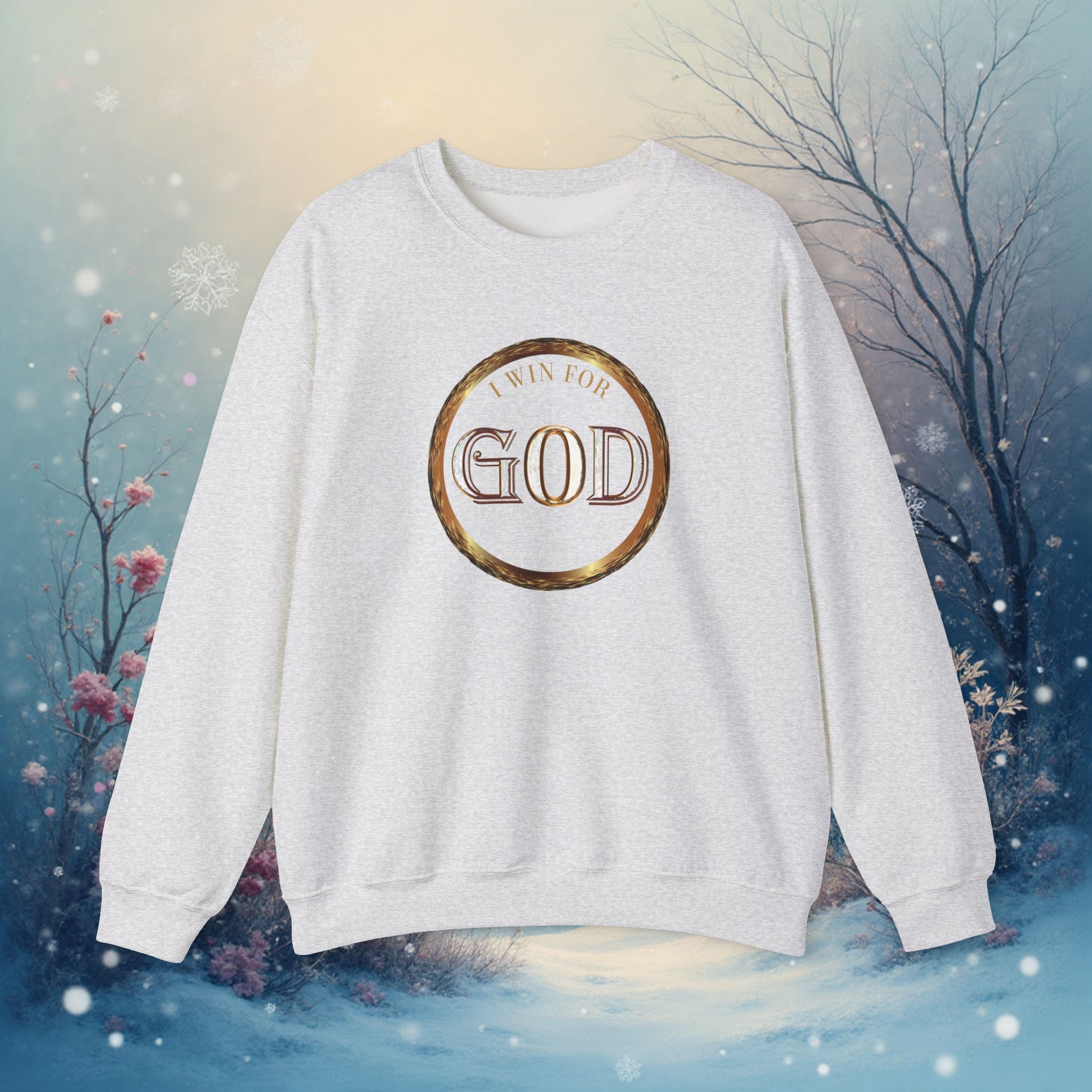 I Win For God Crewneck Sweatshirt — Christian Faith Inspirational Pullover