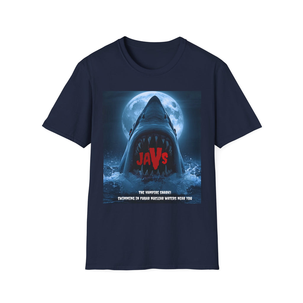 "Javs the Fubar Vampire"  Inspired Unisex Softstyle T-Shirt | Shark Fan Tee, Movie Night Shirt, Gift for Horror Lovers, Summer Casual Wear, Ocean Themed Apparel