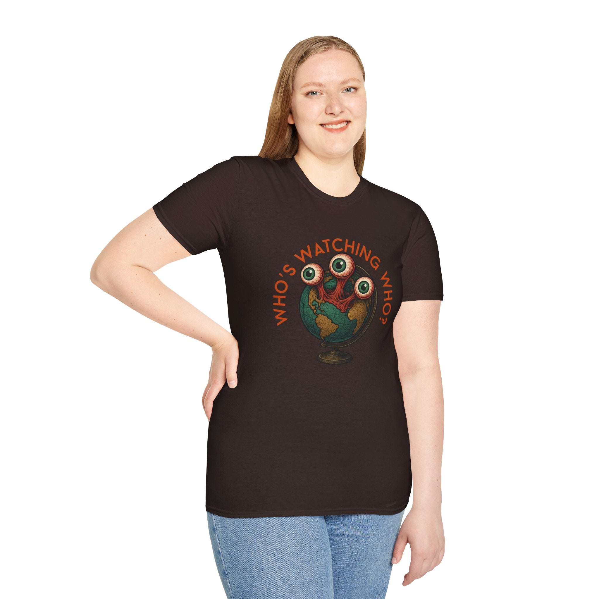 "3eyeAtlas" Who's Watching Who Unisex T-Shirt, Fun Thought-Full