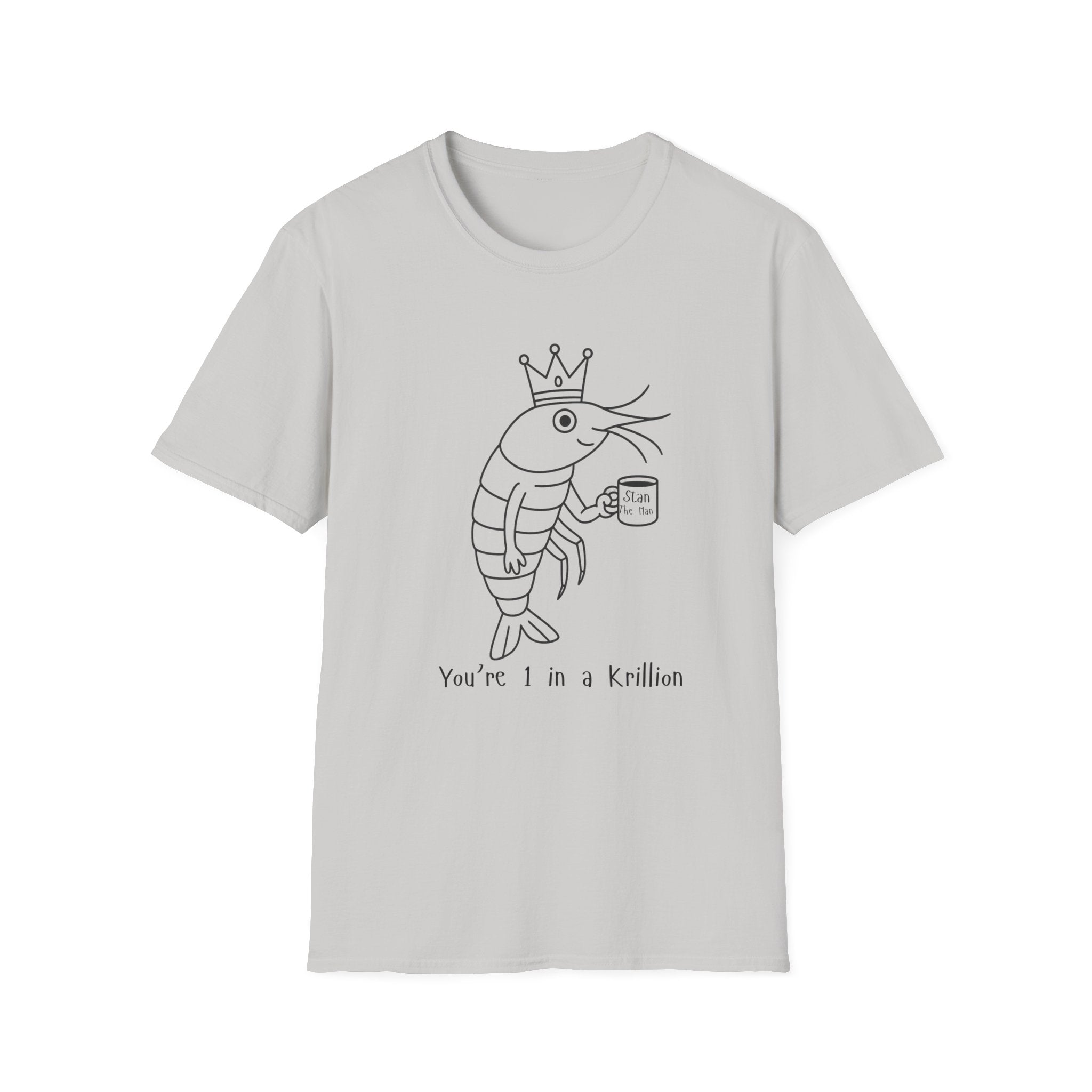 Funny Shrimp King T-Shirt, Unisex Softstyle Tee, Seafood Lover Gift, Quirky Beachwear, Humorous Summer Apparel