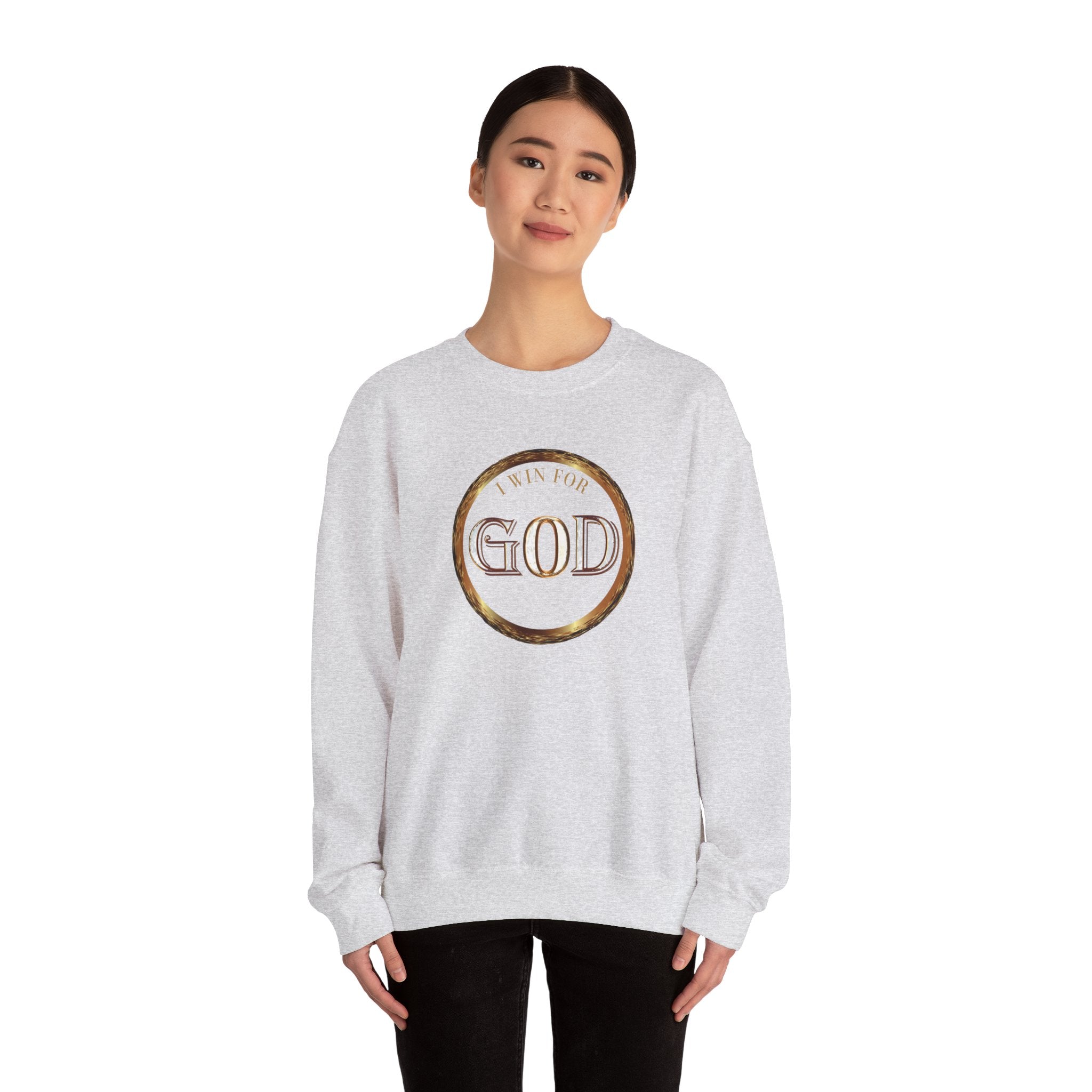 I Win For God Crewneck Sweatshirt — Christian Faith Inspirational Pullover