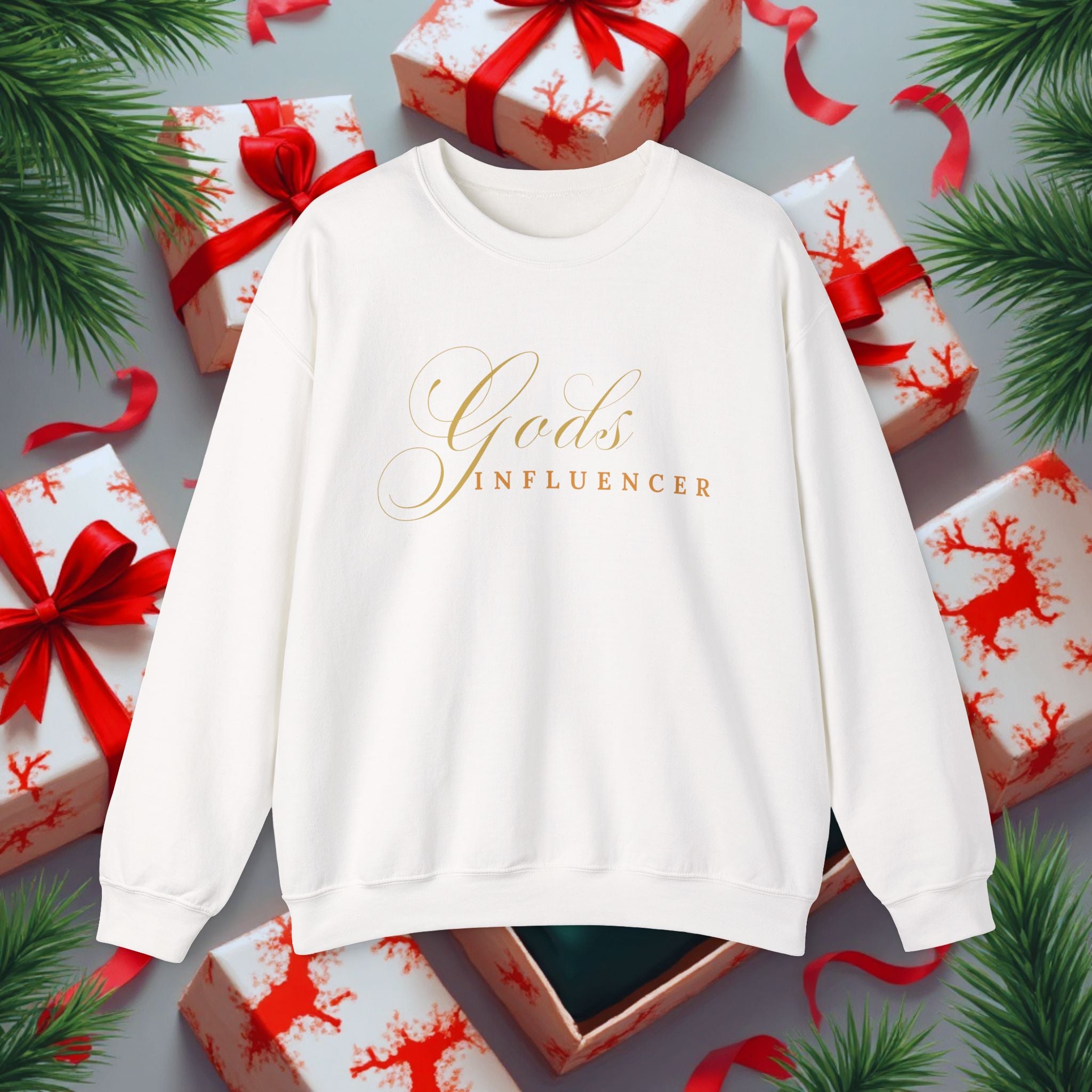 "God's Influencer" Script Christian Crewneck, Spiritual Christmas Feel, Faith