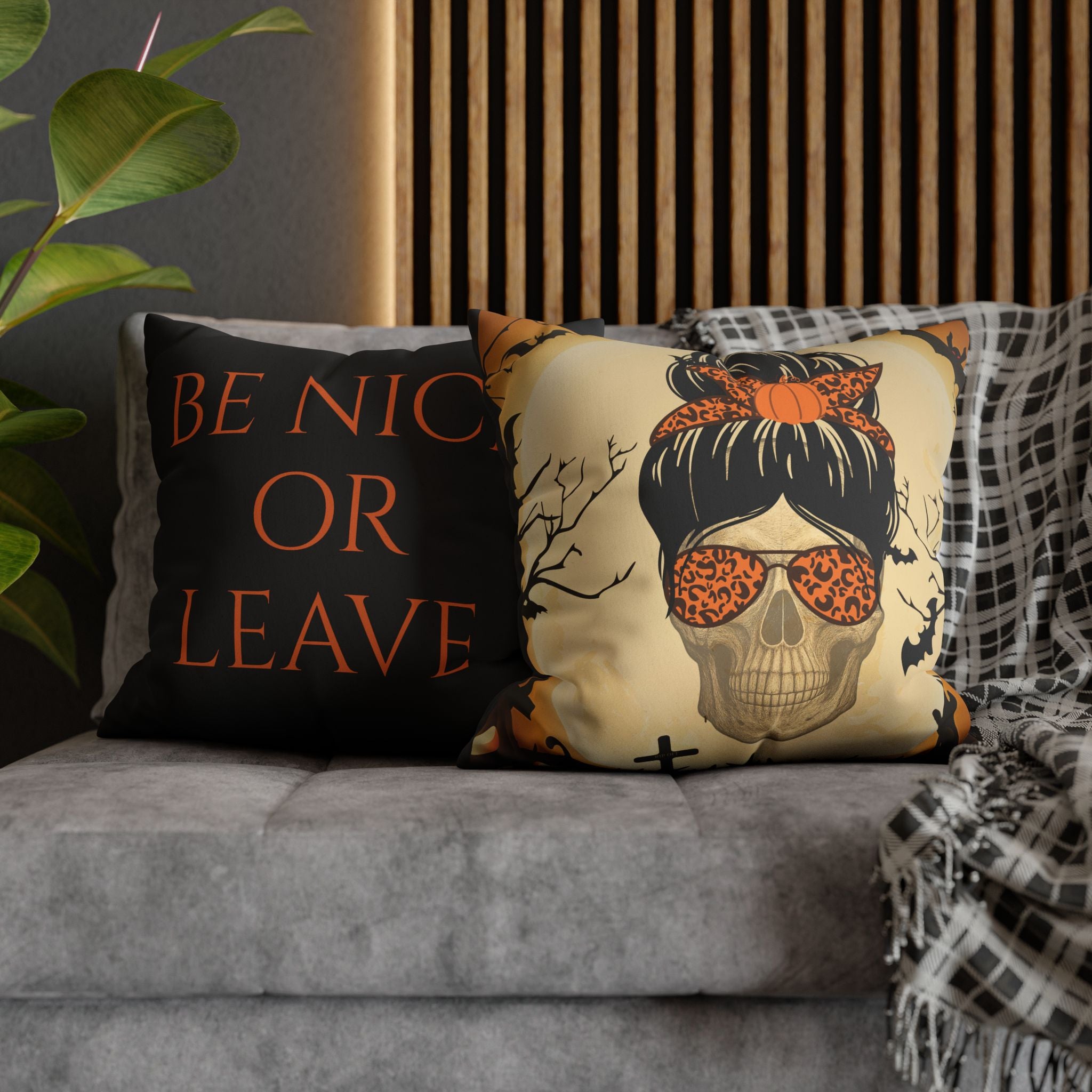 "Mumster" Halloween Skull Pillowcase, Faux Suede Decorative Cushion Cover, Personalized