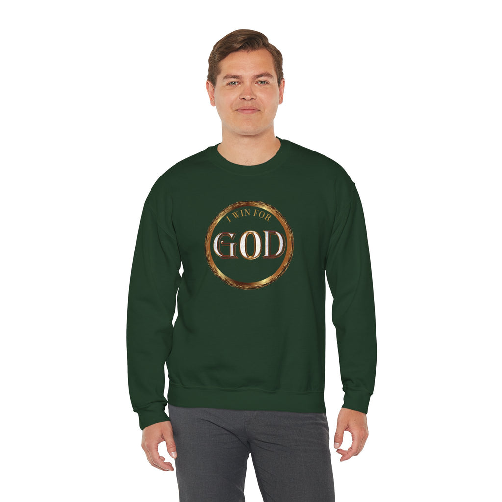 I Win For God Crewneck Sweatshirt — Christian Faith Inspirational Pullover