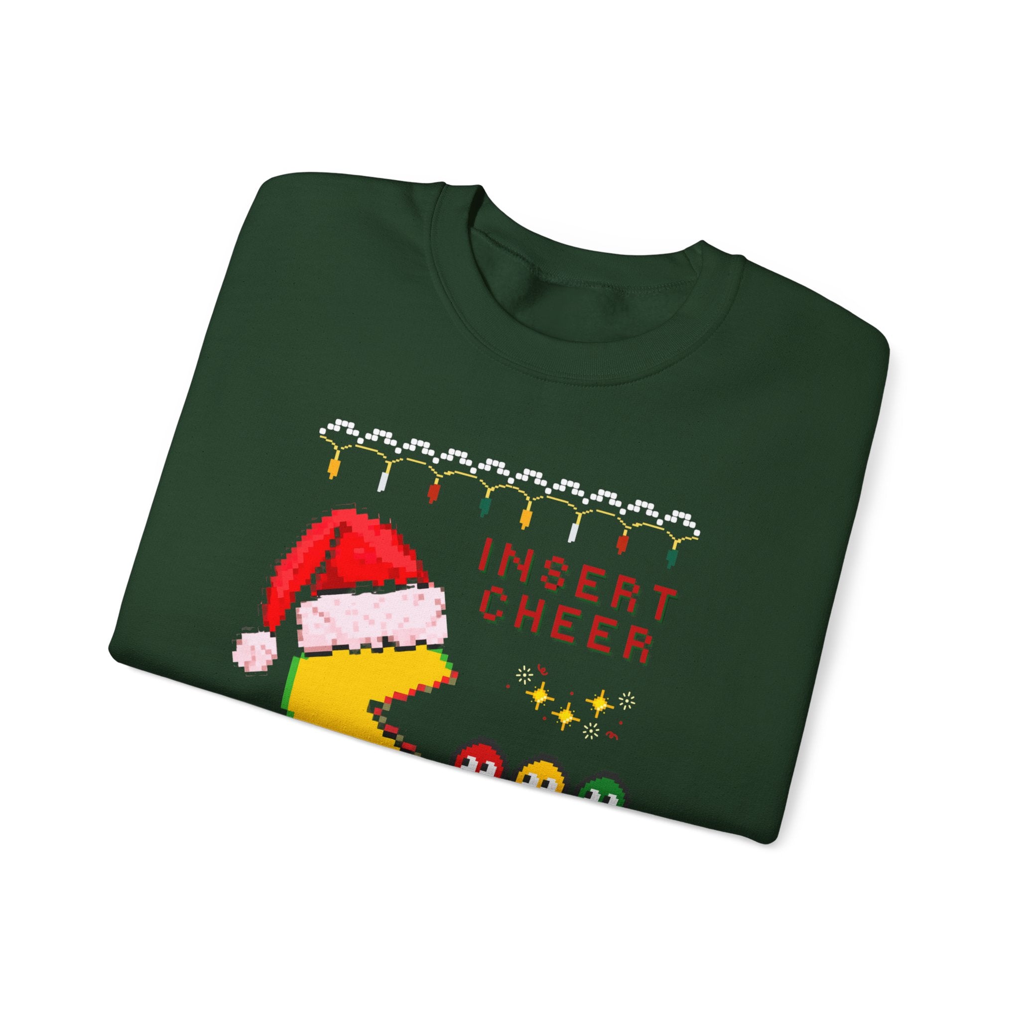 Merry Pac-Man Holiday Sweatshirt — "Insert Cheer" Retro Gamer Christmas Crewneck
