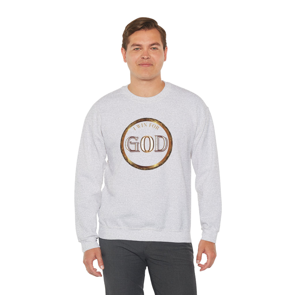 I Win For God Crewneck Sweatshirt — Christian Faith Inspirational Pullover