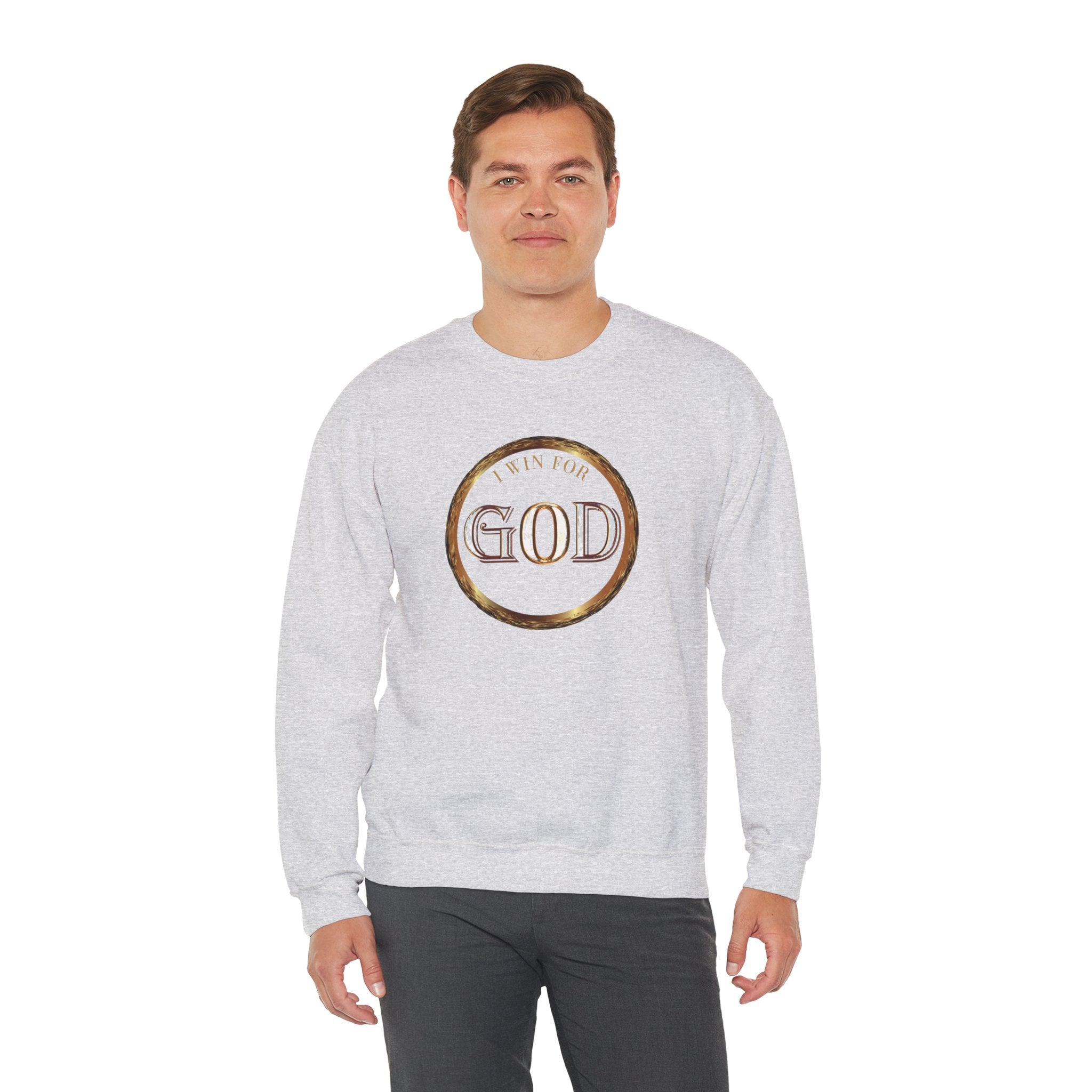 I Win For God Crewneck Sweatshirt — Christian Faith Inspirational Pullover