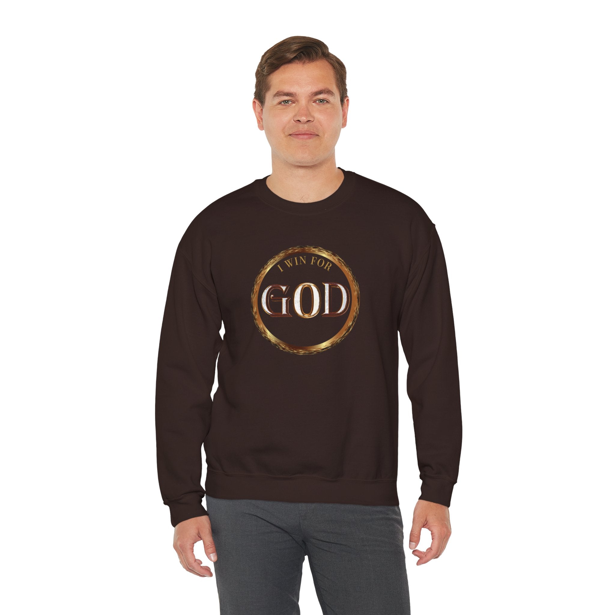 I Win For God Crewneck Sweatshirt — Christian Faith Inspirational Pullover