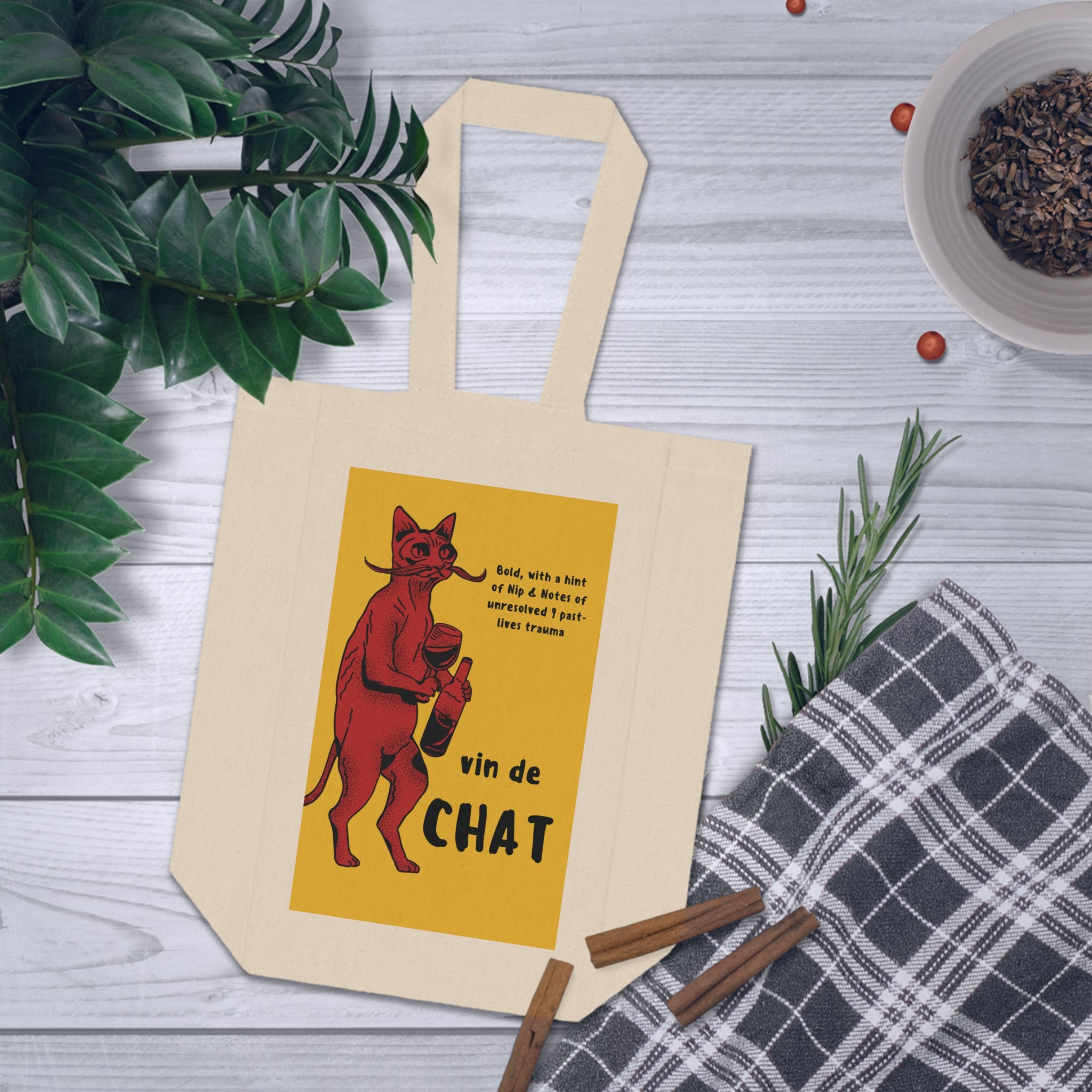 Charming Double Cat Wine Tote Bag - Perfect for Wine Lovers, Cat Lovers, Ideal Gift for Hostess, 50% of profits support Animal Rescues