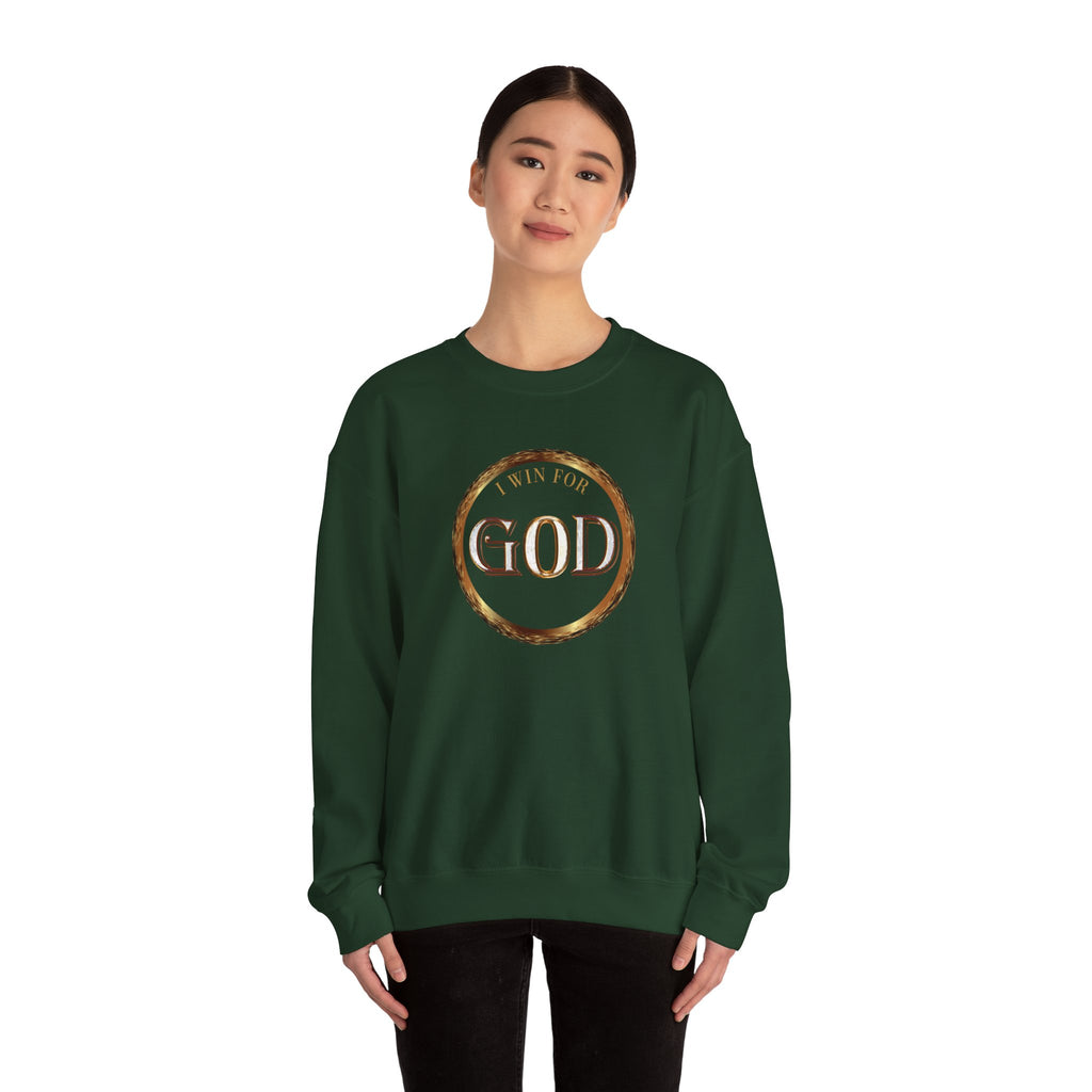 I Win For God Crewneck Sweatshirt — Christian Faith Inspirational Pullover
