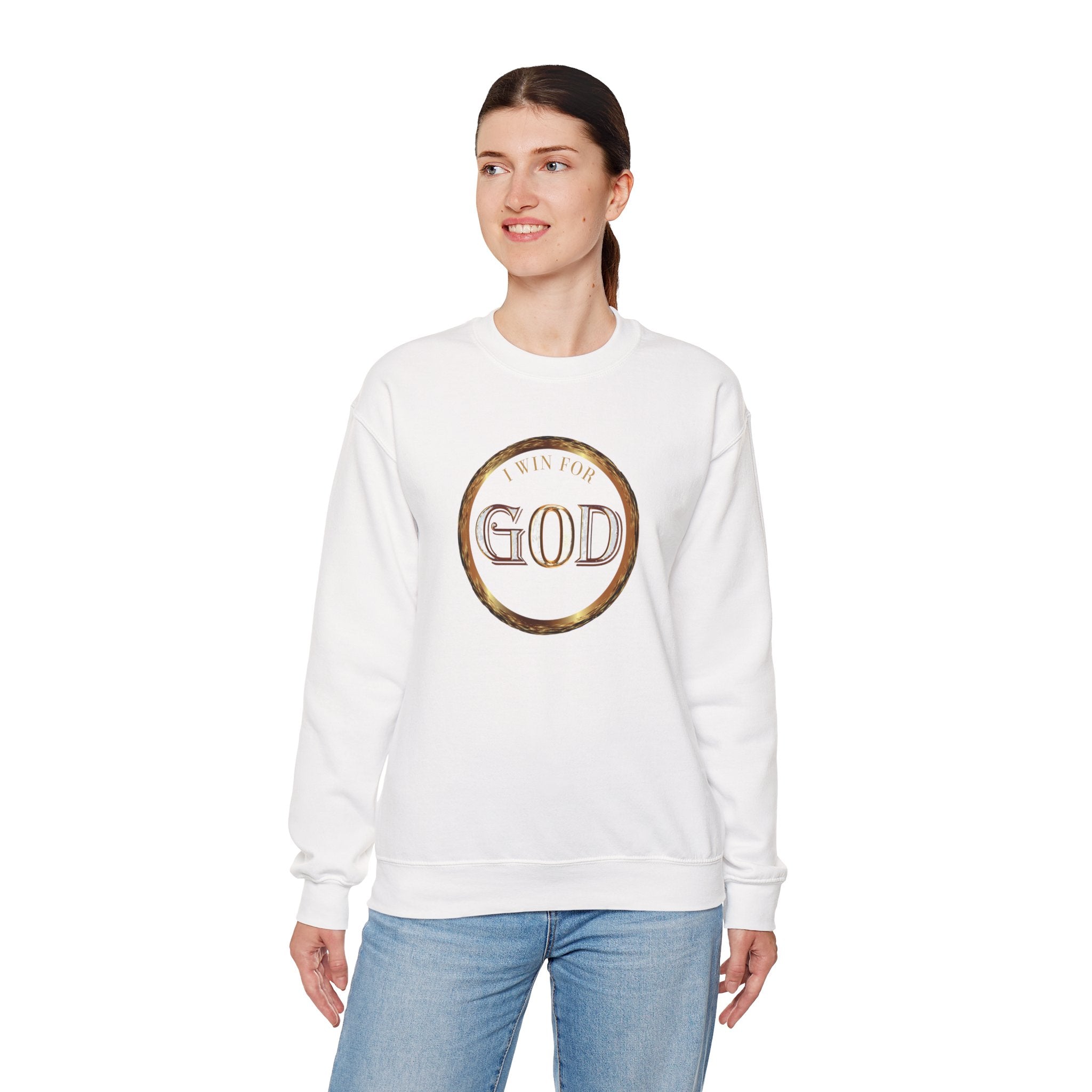 I Win For God Crewneck Sweatshirt — Christian Faith Inspirational Pullover