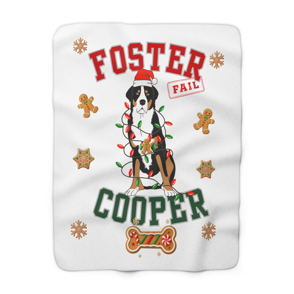 Personalized Holiday Dog Sherpa Blanket – "Foster Fail" custom design, Dog or Cat, 50% of profits support Animal Rescues