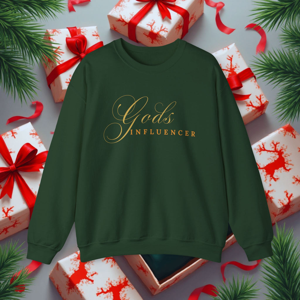 "God's Influencer" Script Christian Crewneck, Spiritual Christmas Feel, Faith