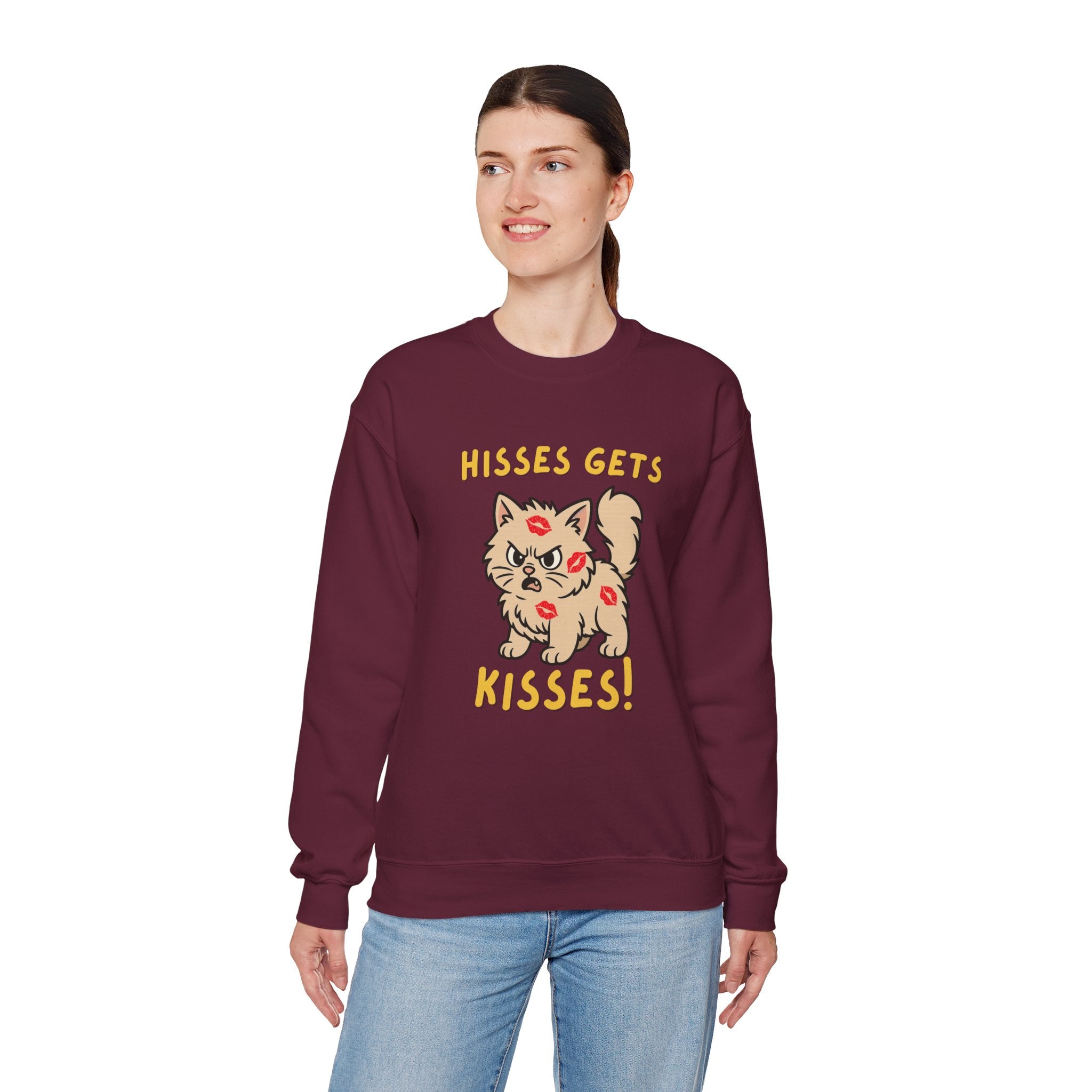 'Hisses Gets Kisses" Unisex Sweatshirt | Supporting Cat Rescues
