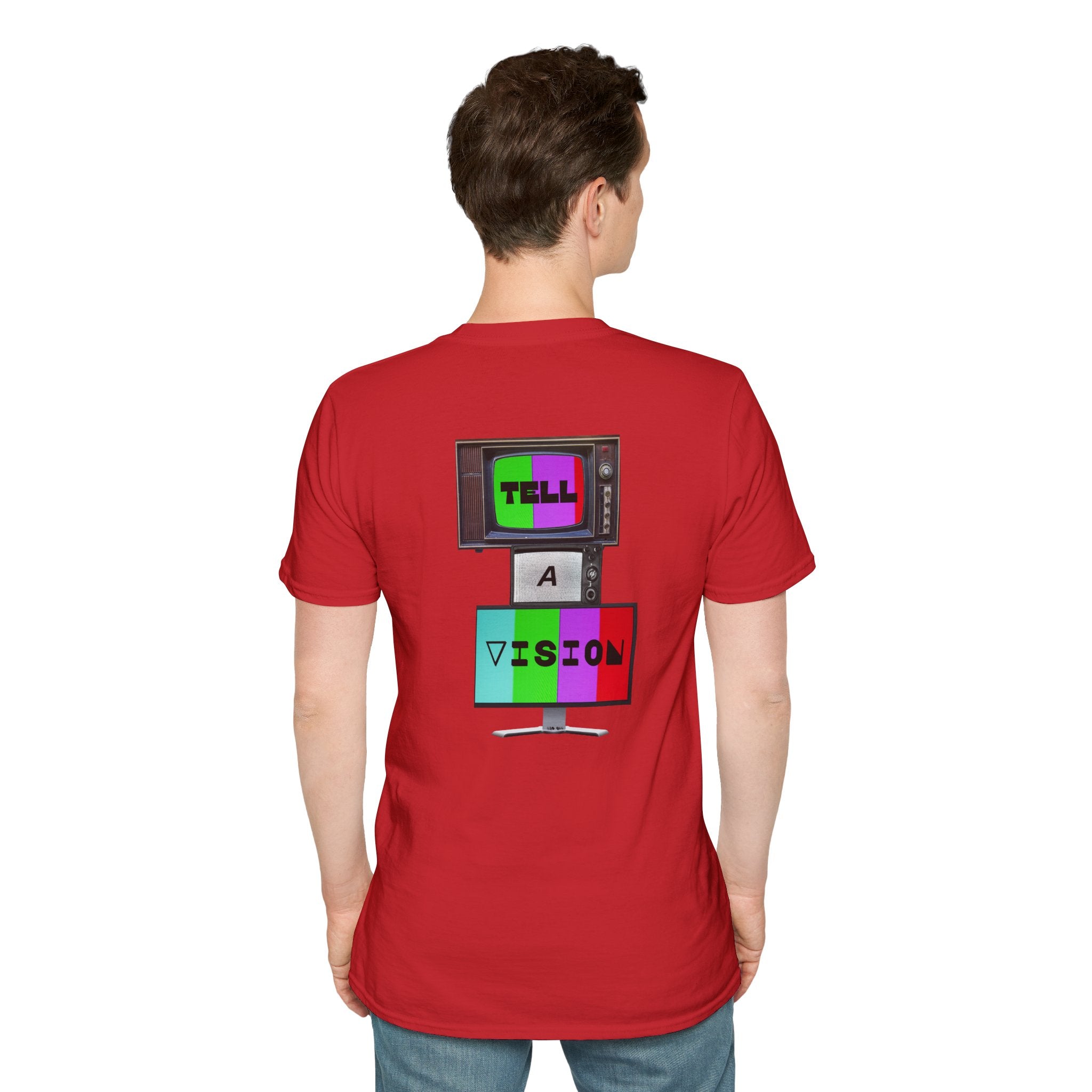 "Tell-A-Vision" Personalized Message, Unisex Softstyle T-Shirt, Gildan, 5 colors