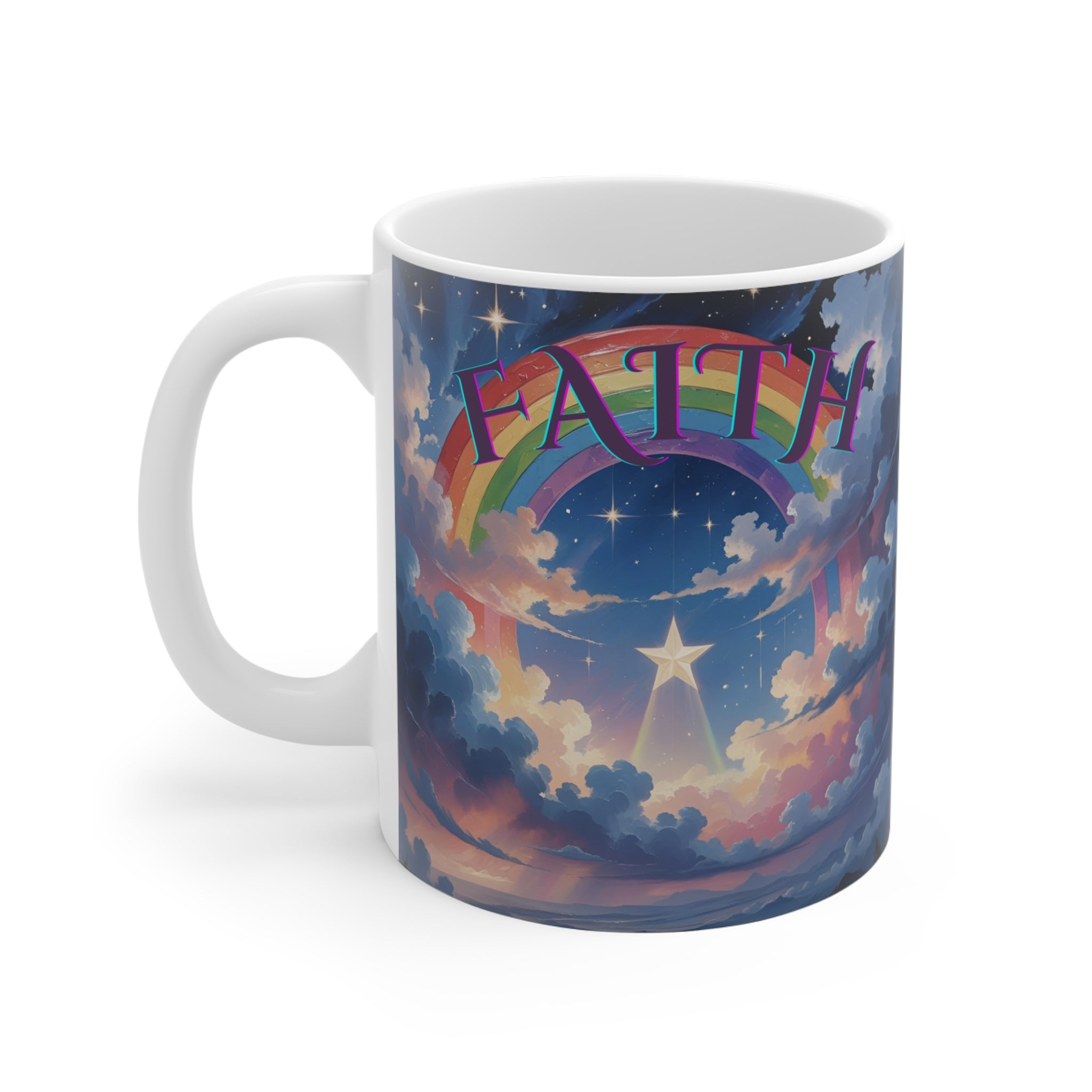 Faith Over Fear Ceramic Mug — 11oz Spiritual Coffee Cup (50% Profits to Mental Health)