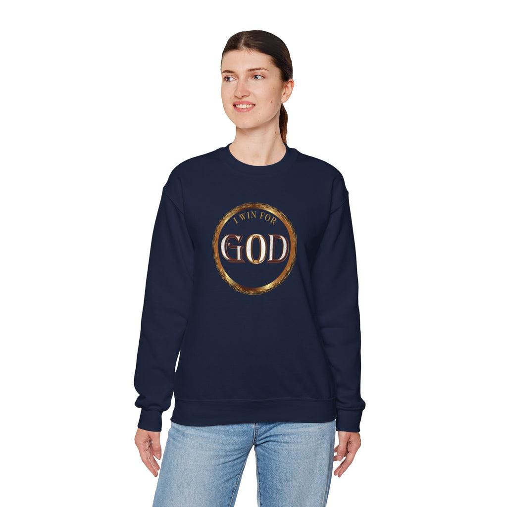 I Win For God Crewneck Sweatshirt — Christian Faith Inspirational Pullover
