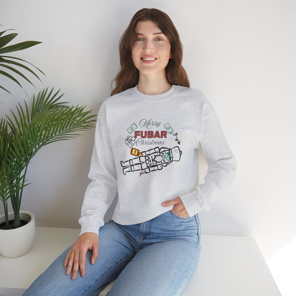 Nutty Nutcracker "Fubar" Christmas Crewneck Sweatshirt — Festive Holiday Sweater, Funny, Gift for Her or Him
