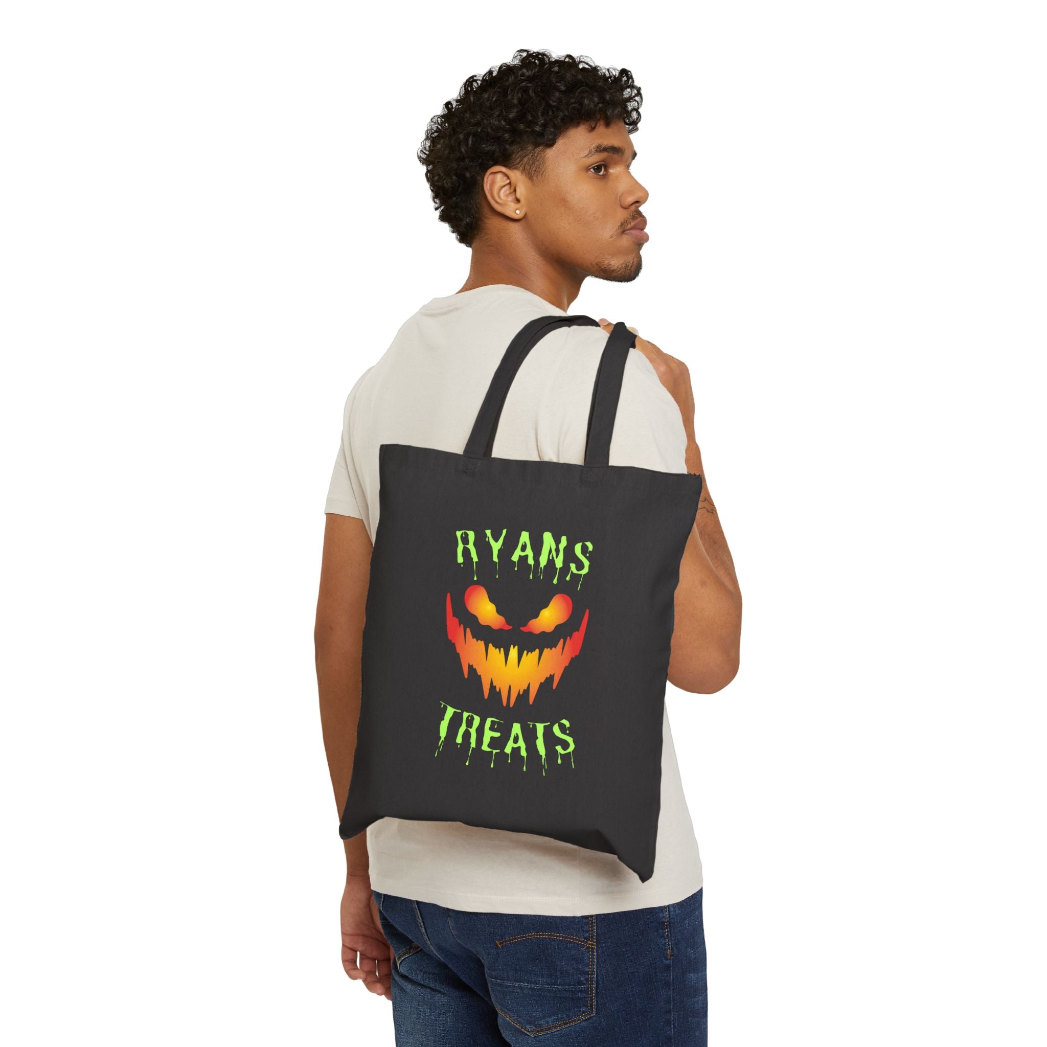 "Halloween Grin" Personalized Halloween Themed Cotton Canvas Tote Bag