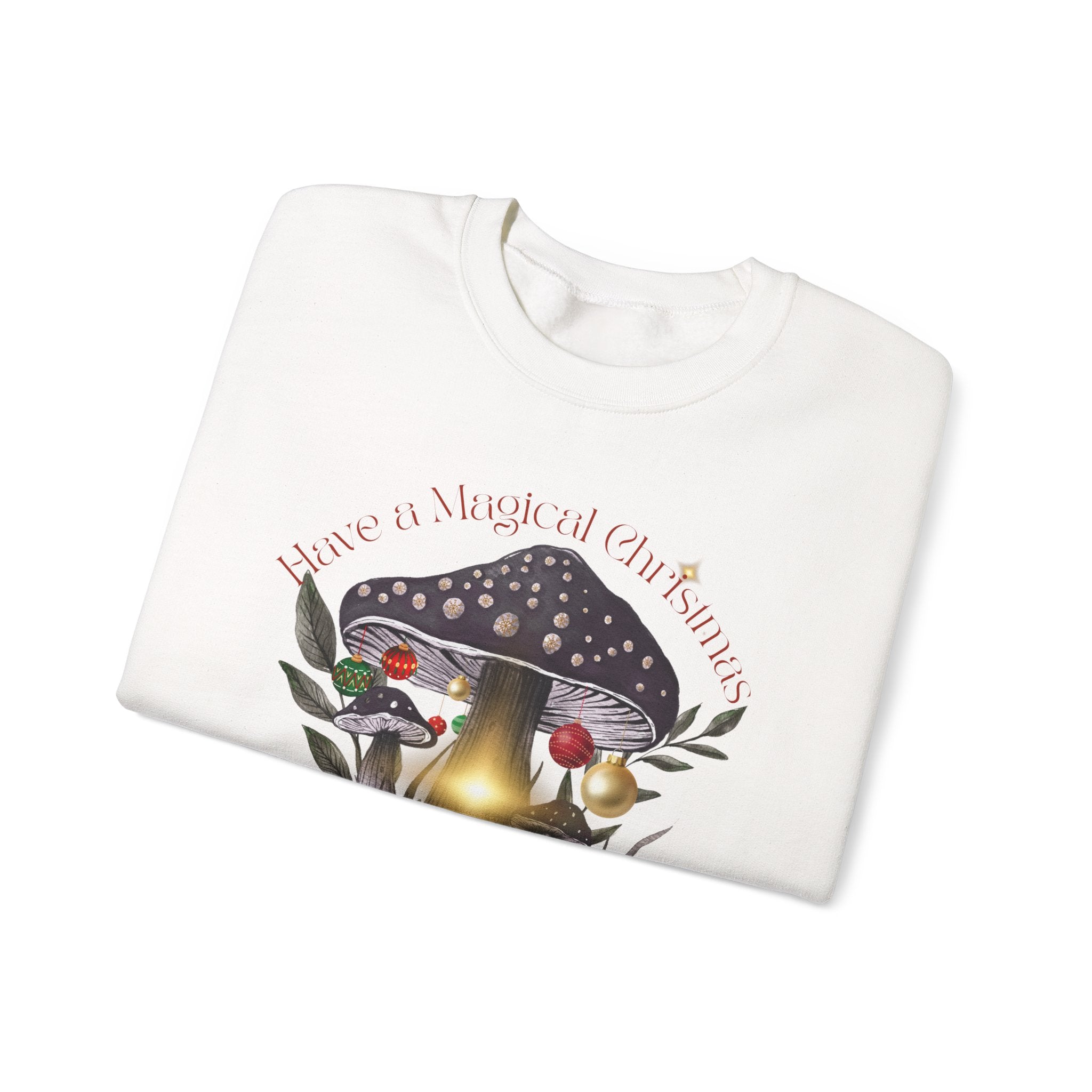 Magic Mushroom Holiday Sweatshirt — "There's a Light in the Center" Cozy, Magic Vintage Mushroom Christmas